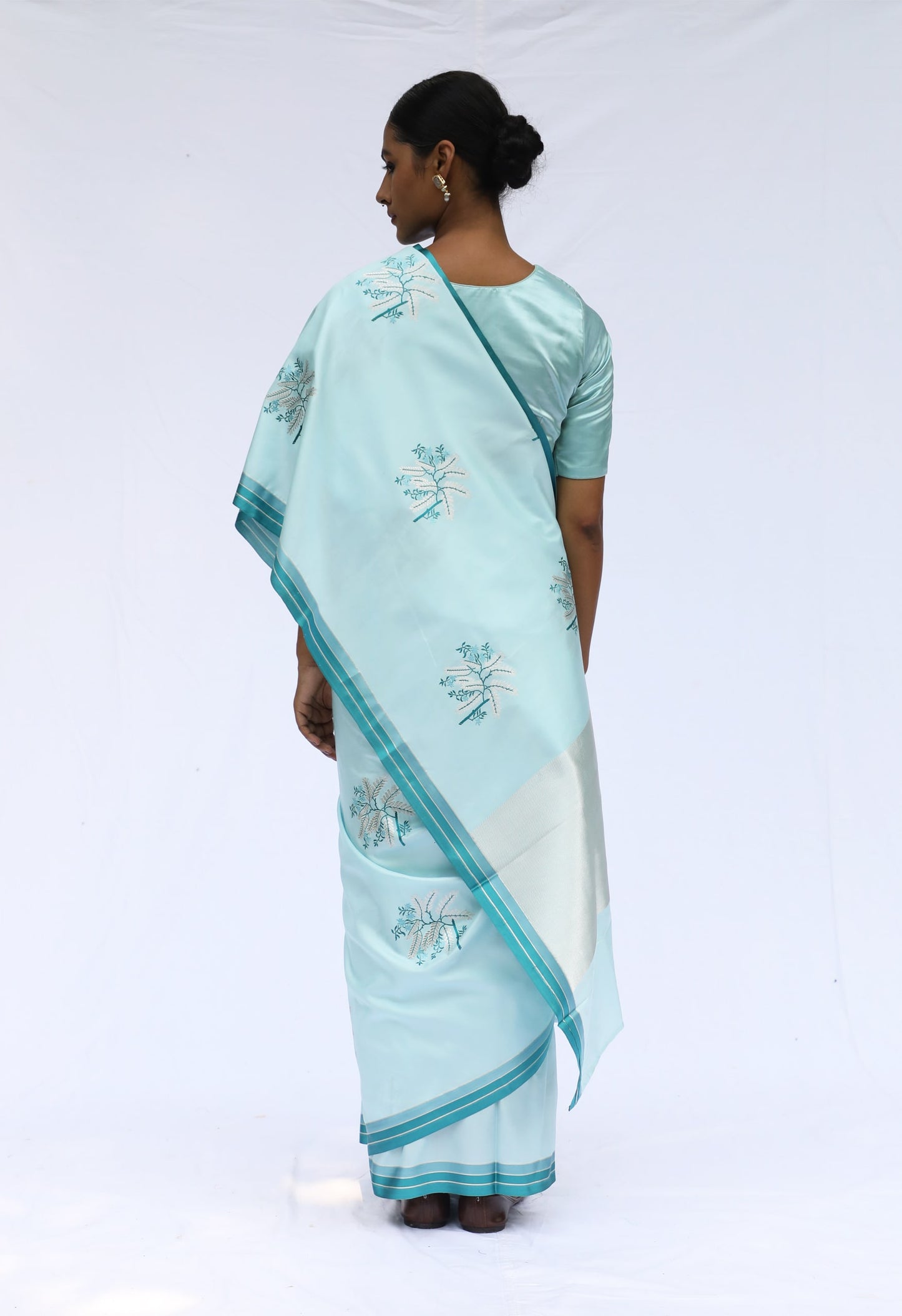 Prakriti - Sky Blue Katan Silk Saree