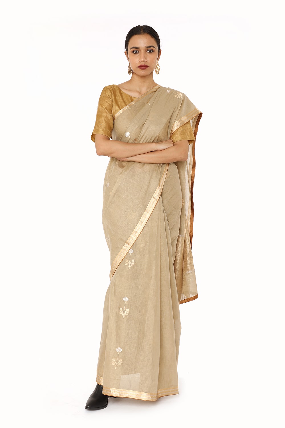 BOA - Beige Cotton Tissue Saree