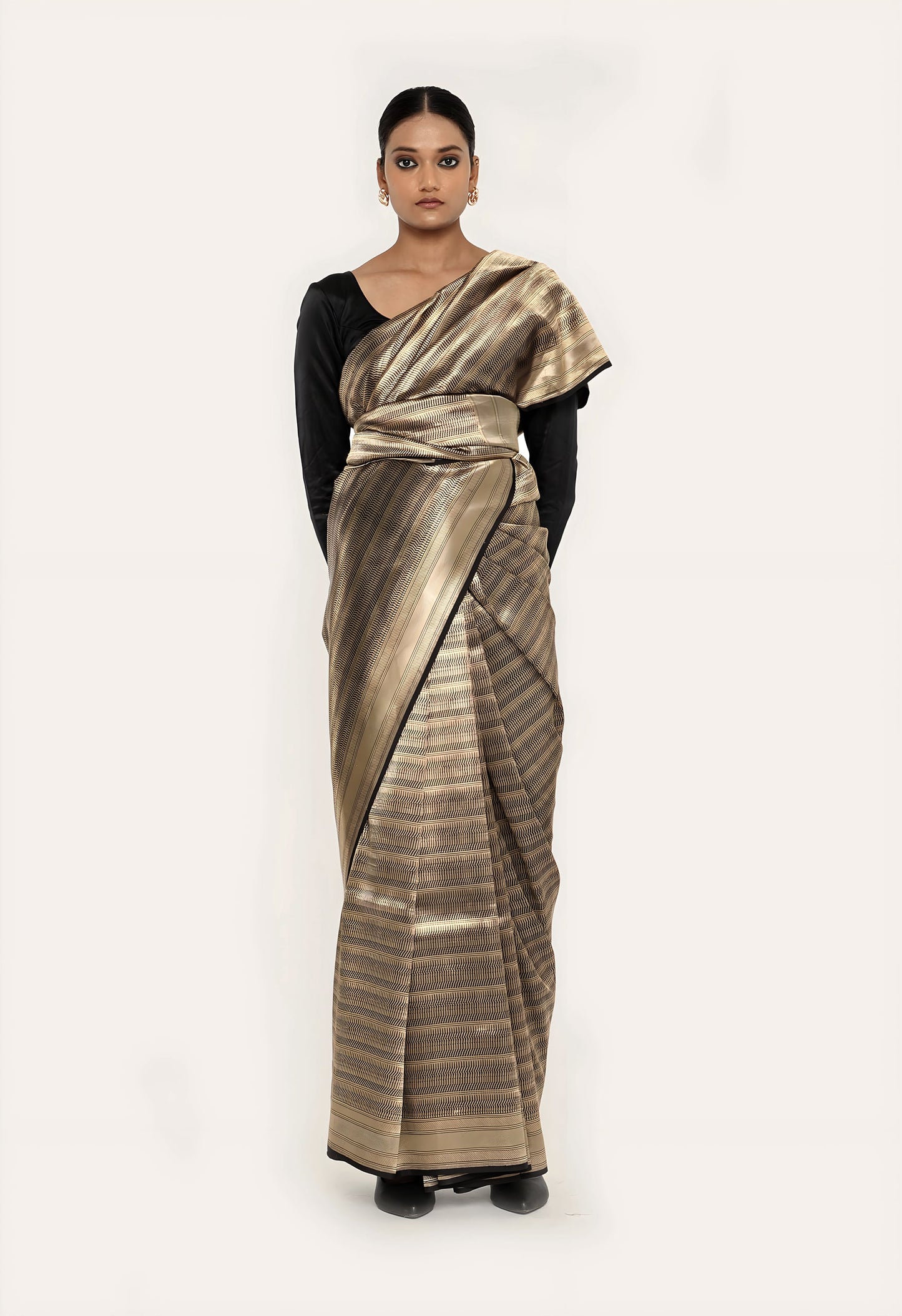 Dhari - BLACK SILVER JARI METALIC
