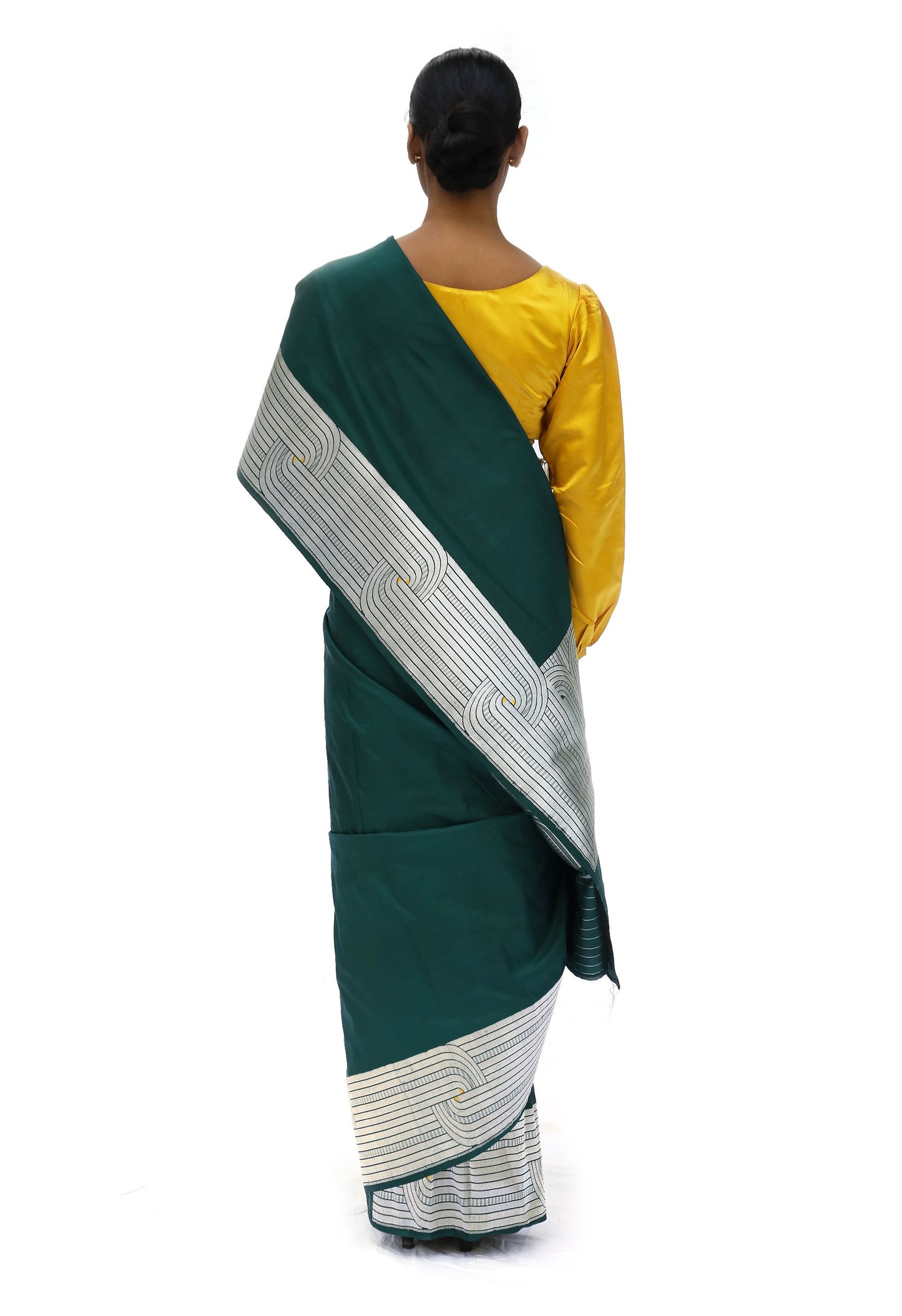 DIVIJA - deep green katan silk saree