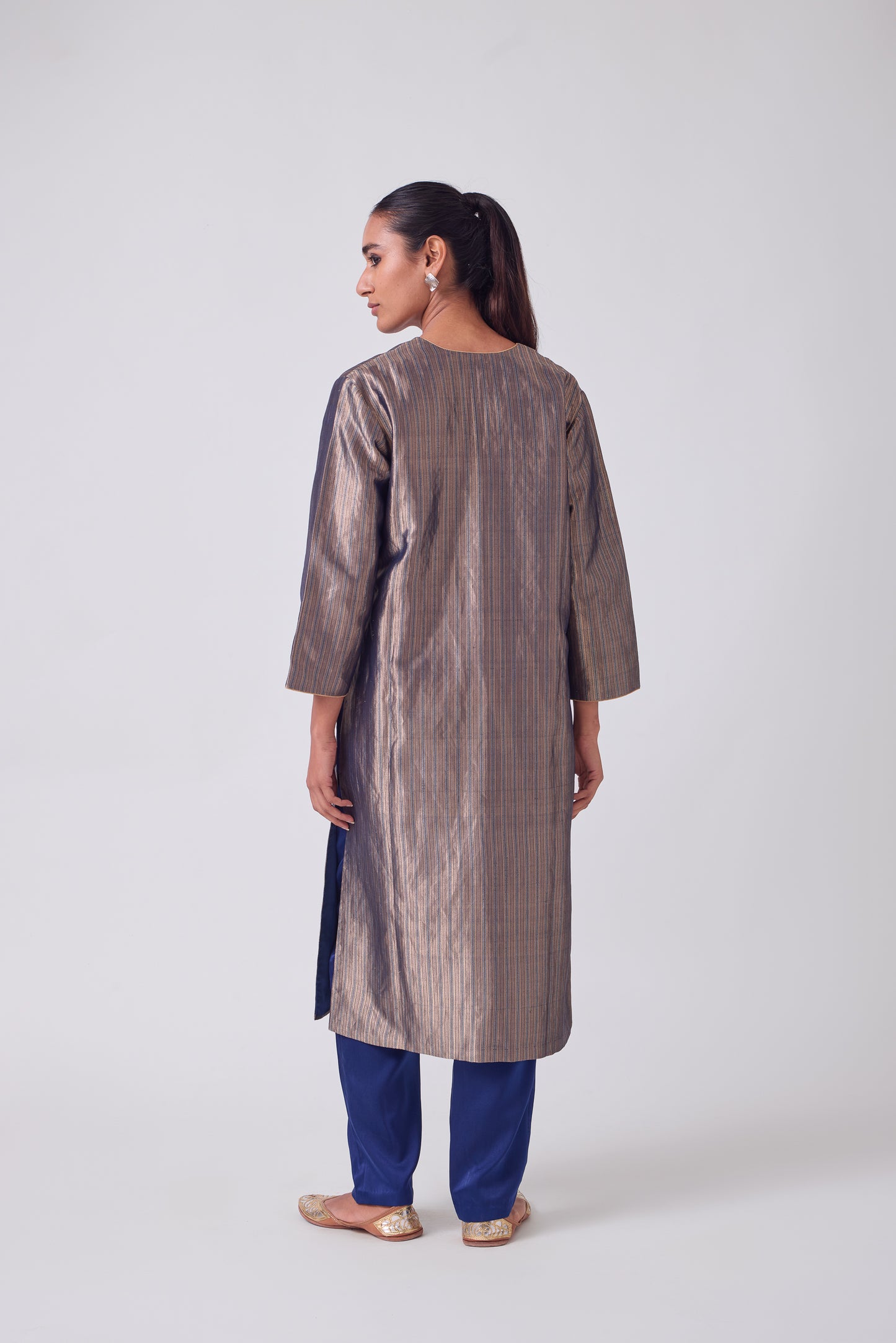 Kurta - Blue Silk Brocade