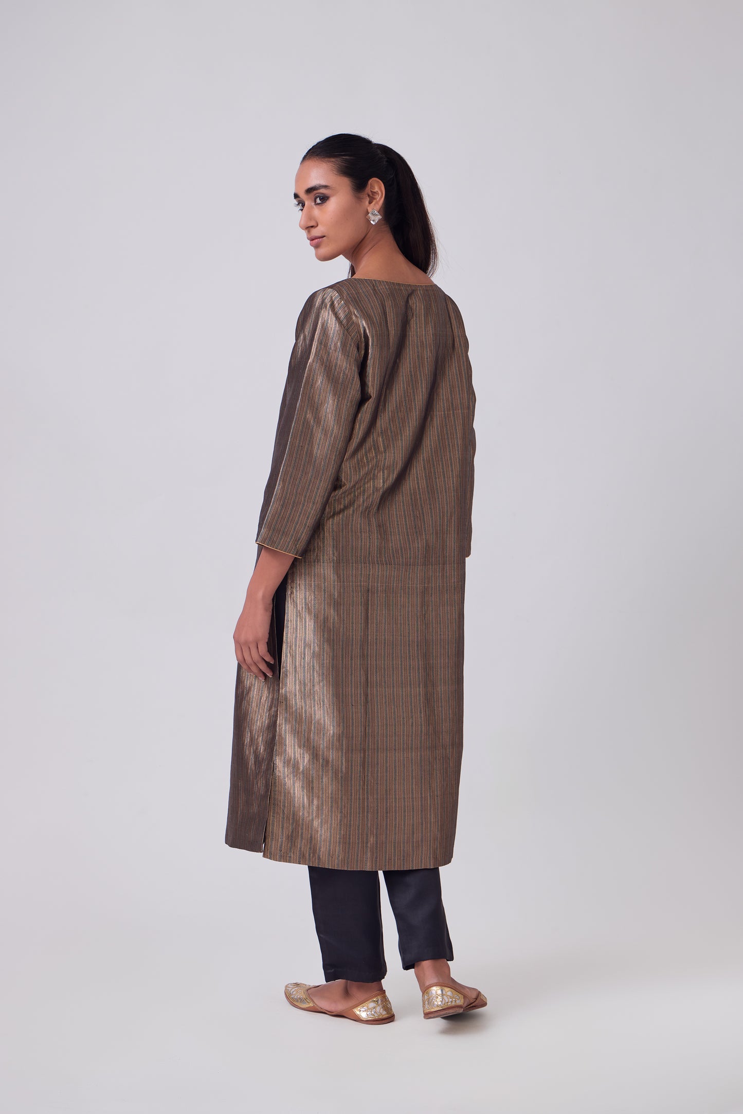 Kurta - Black Silk Brocade