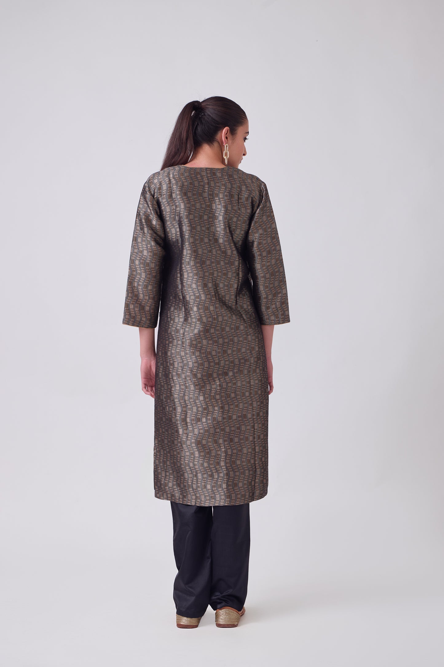 Kurta - Black Silk Brocade