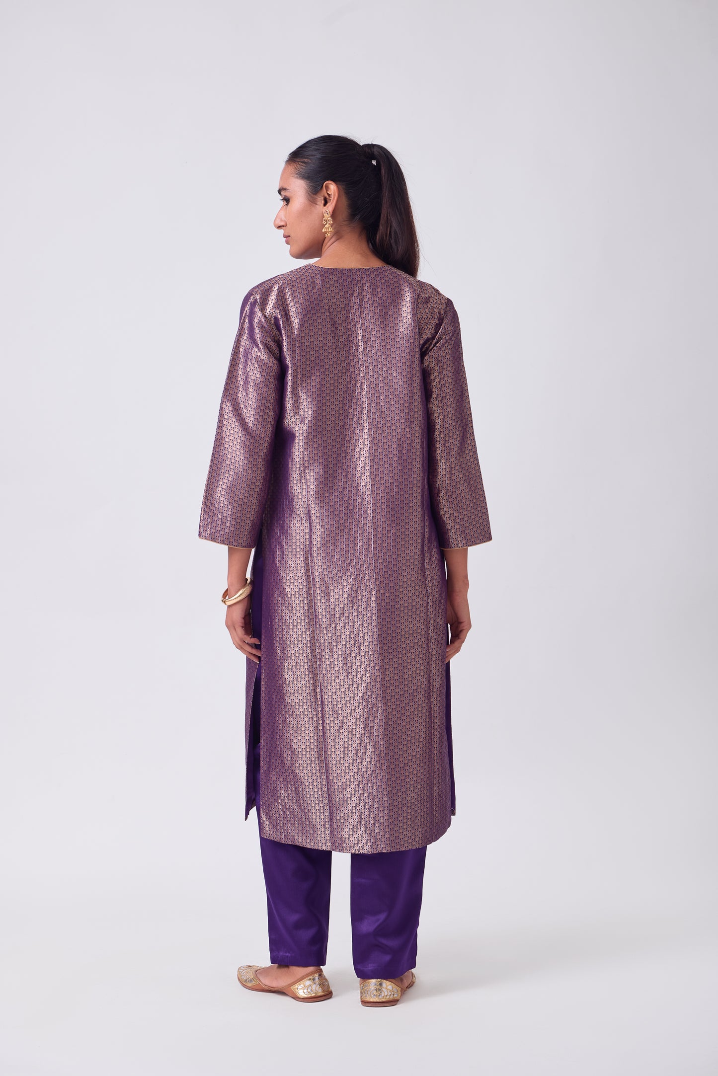 Kurta - Purple Silk Brocade