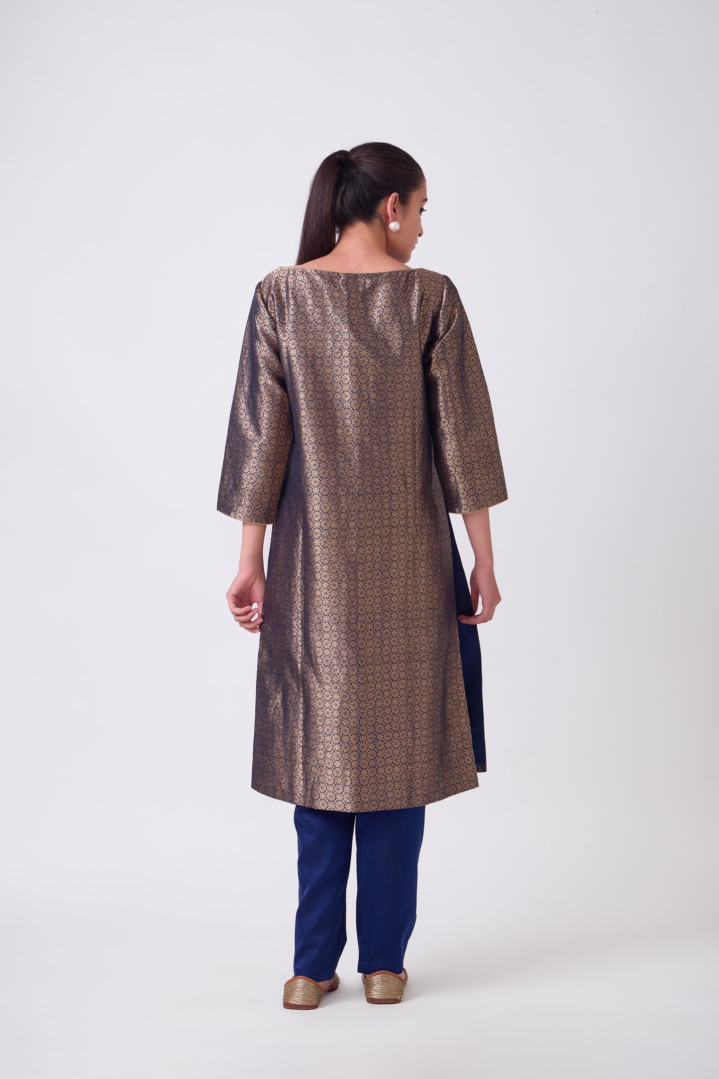 Kurta - Blue Silk Brocade
