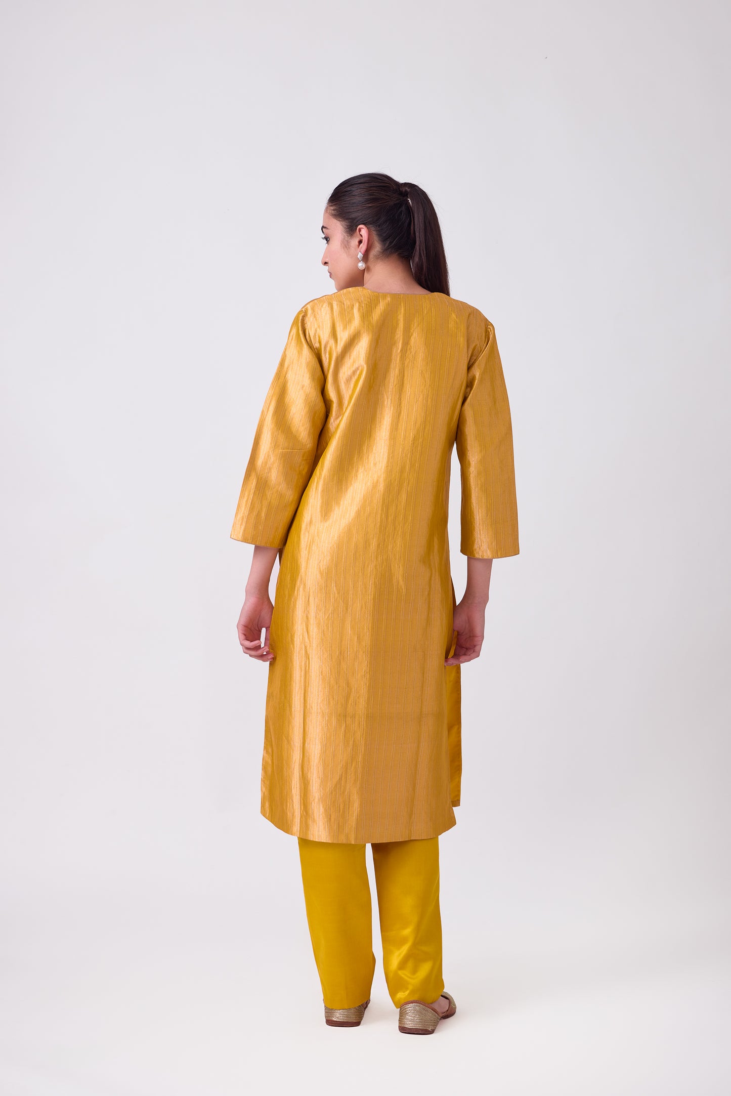 Kurta - Mustard Silk Brocade