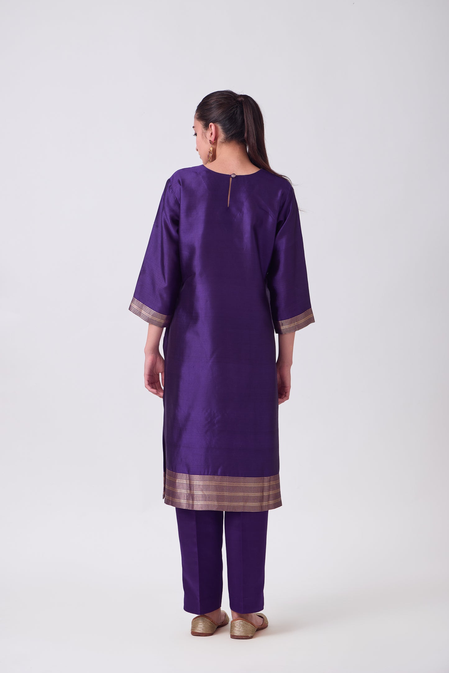Kurta - Purple plain kurta set