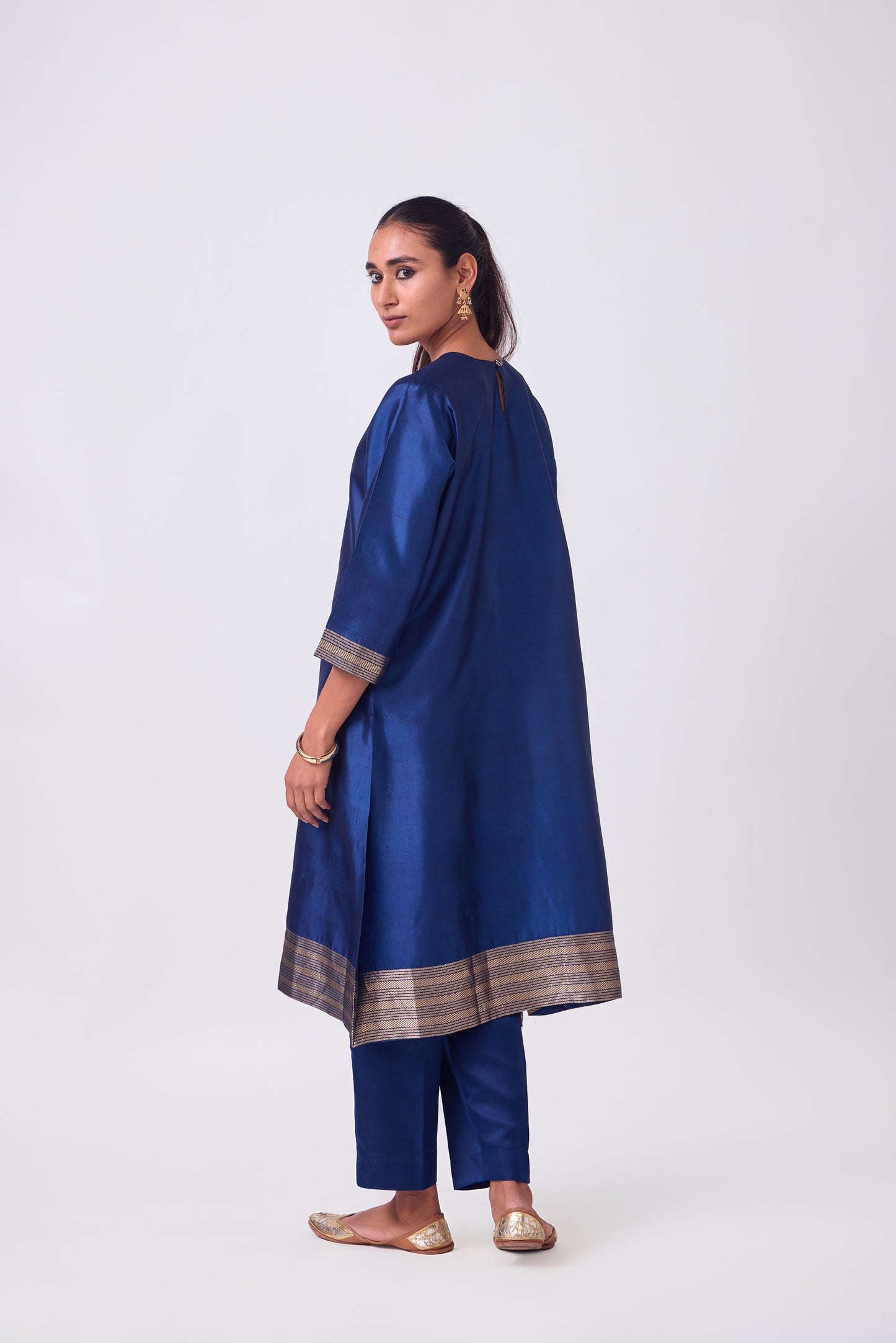 Kurta - Blue plain kurta set