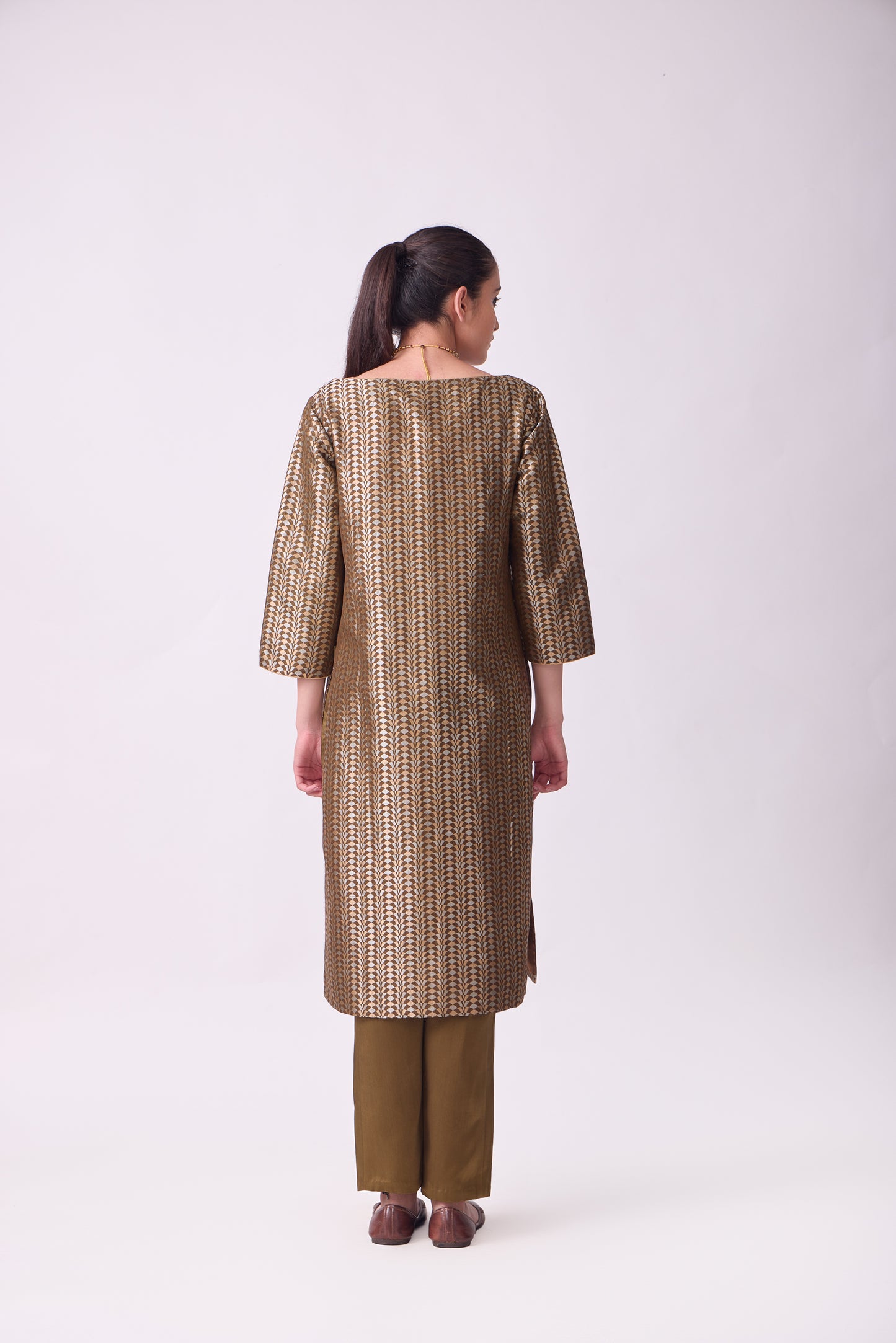 Kurta - Brown Silk Brocade