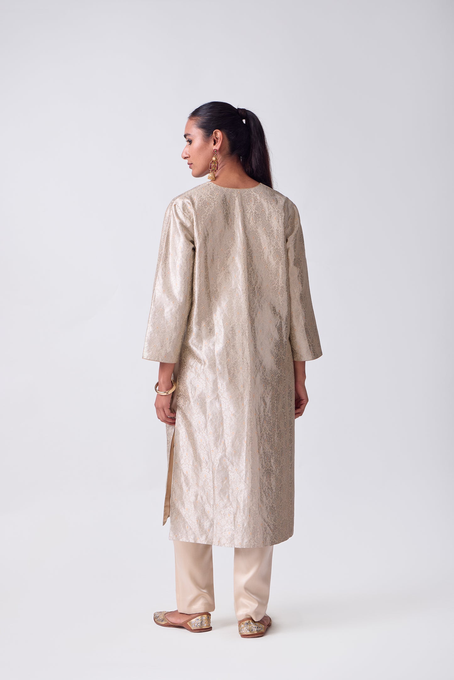 Kurta - Beige Silk Brocade