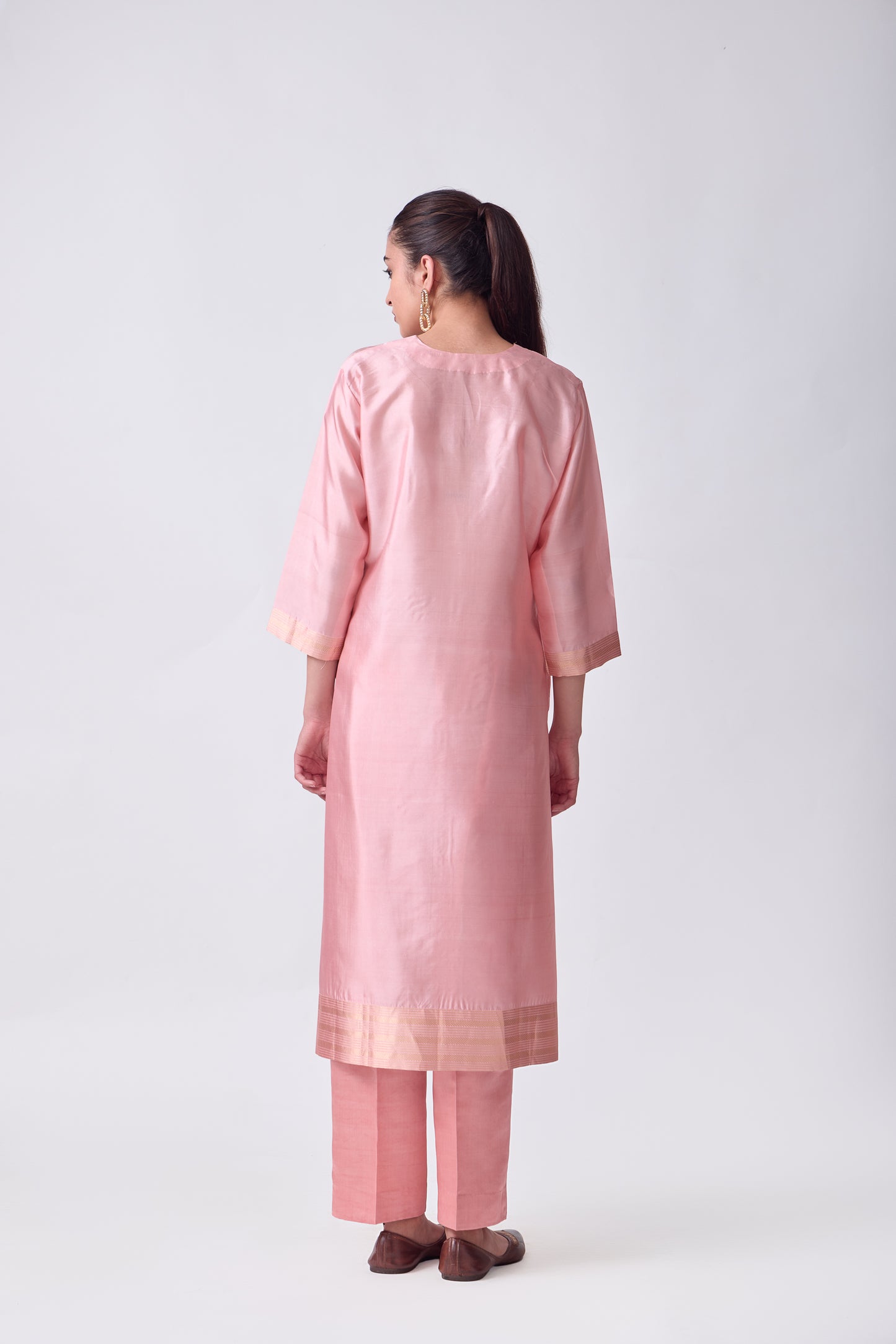 Kurta - Pink plain kurta set