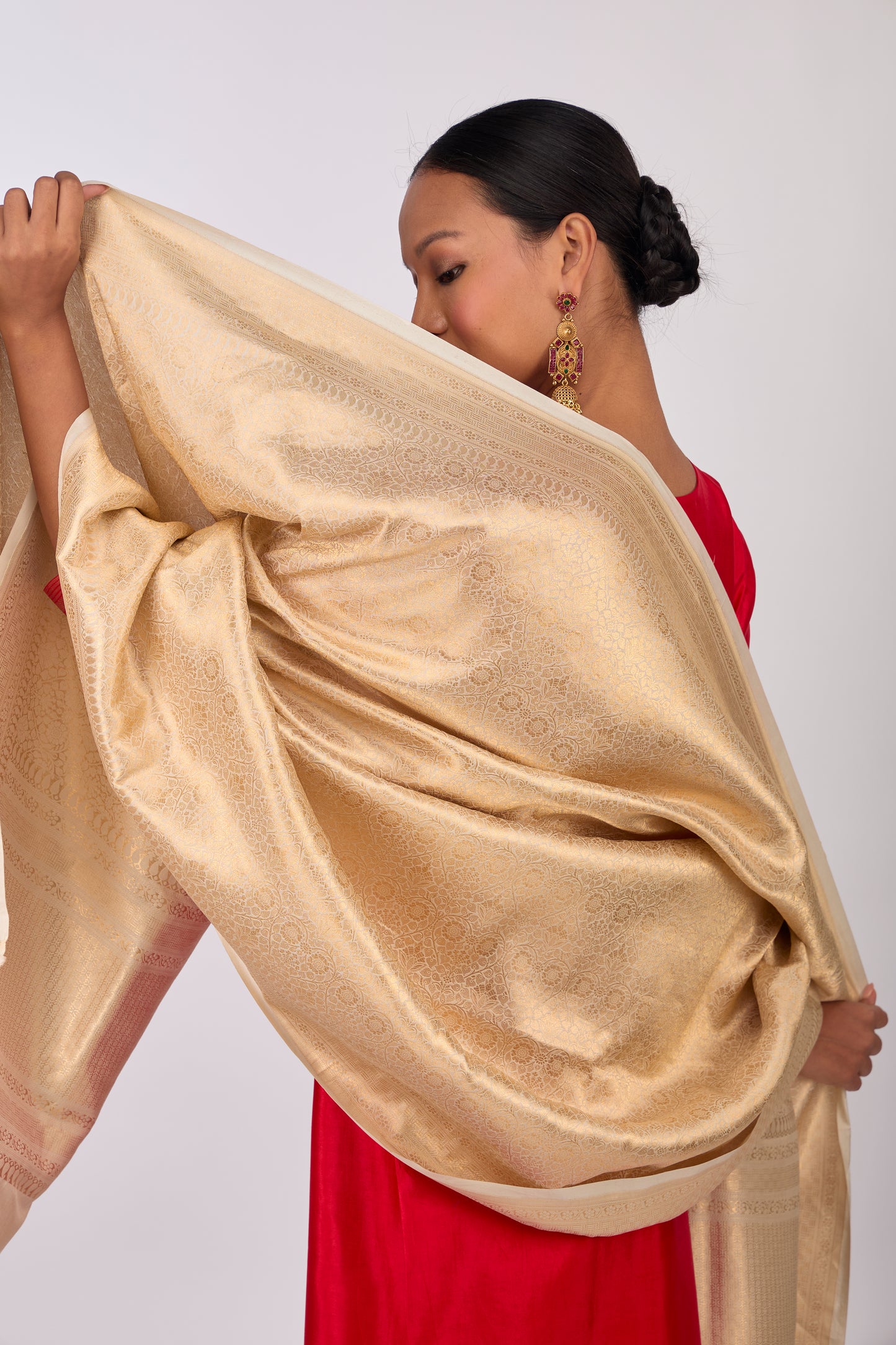 Beige Katan silk Dupatta