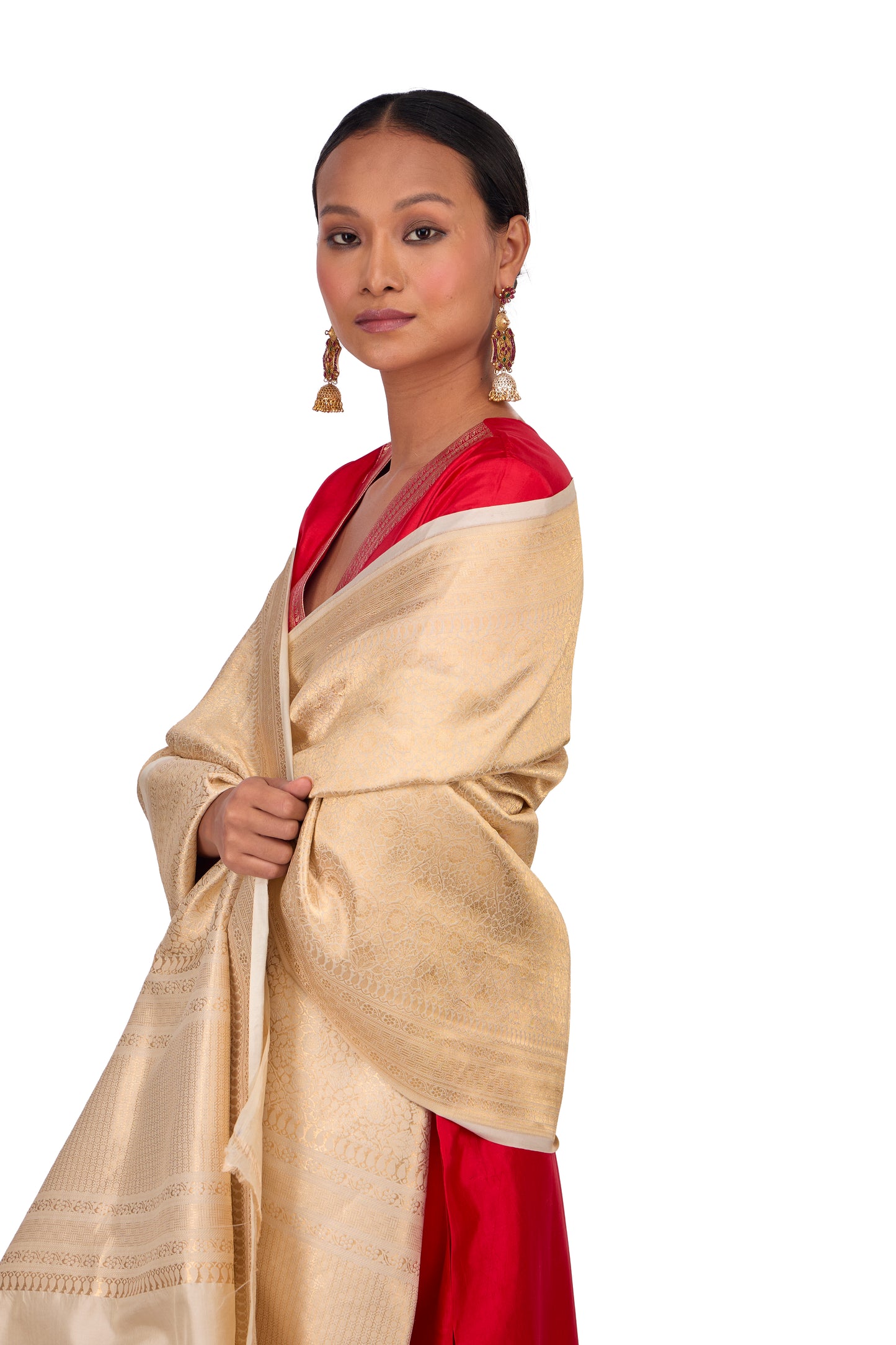 Beige Katan silk Dupatta