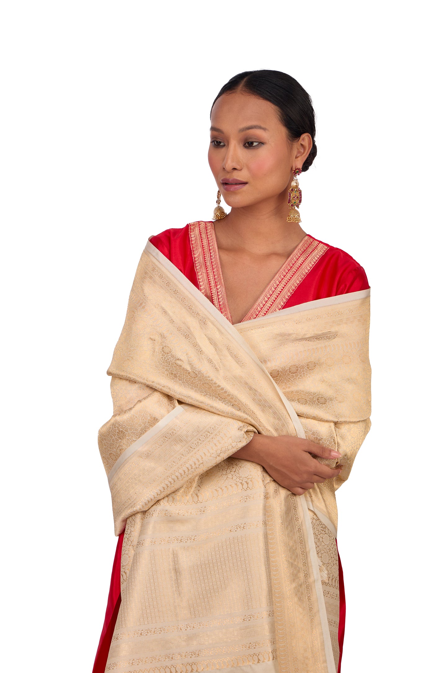 Beige Katan silk Dupatta