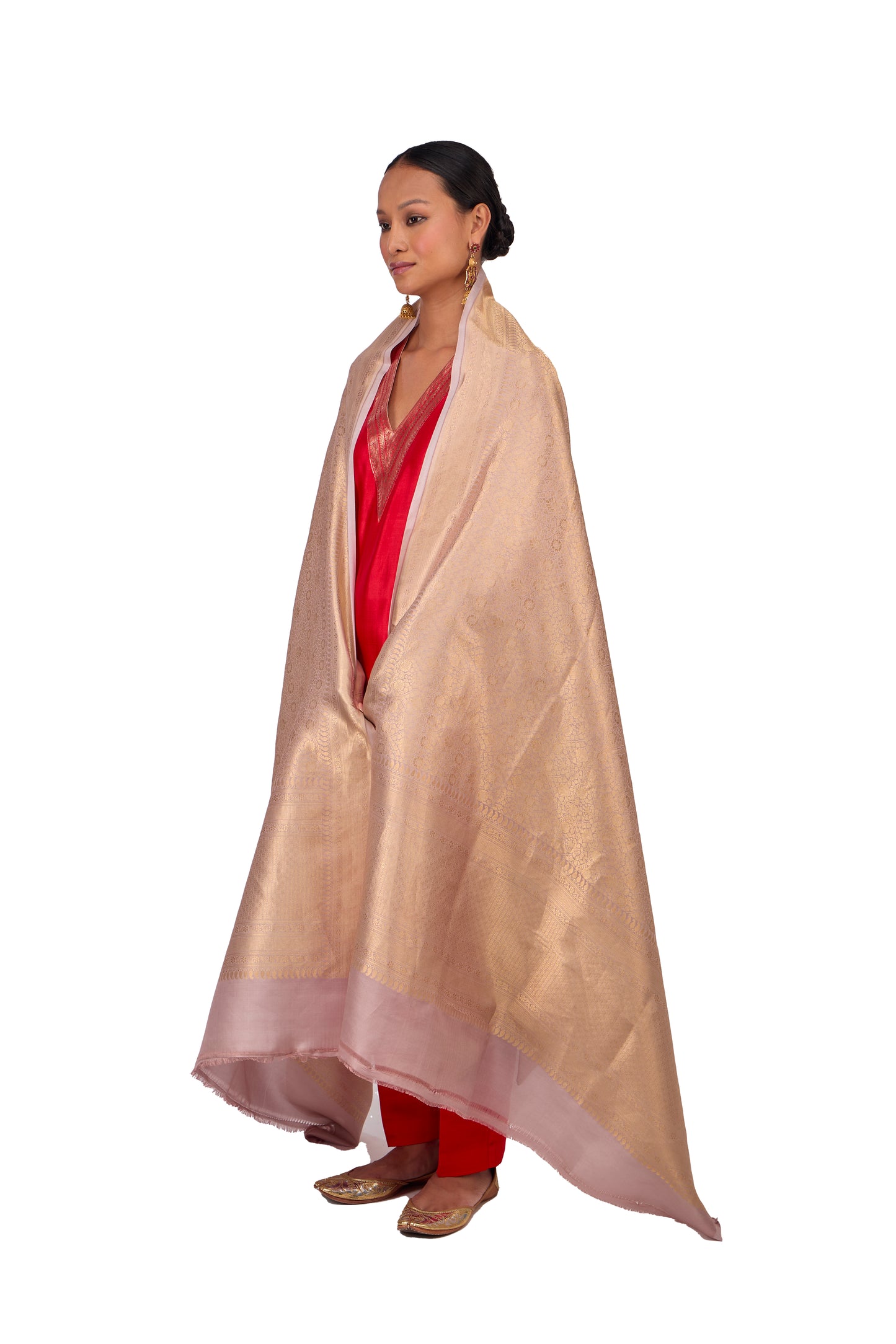 Pink Katan silk Dupatta