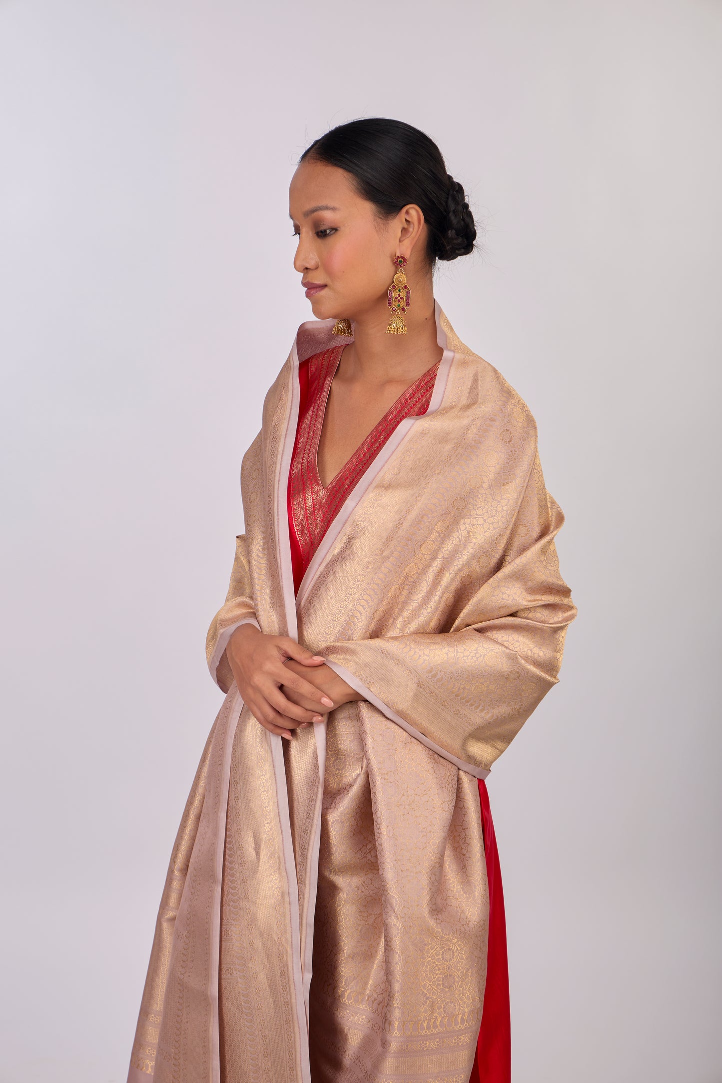 Pink Katan silk Dupatta
