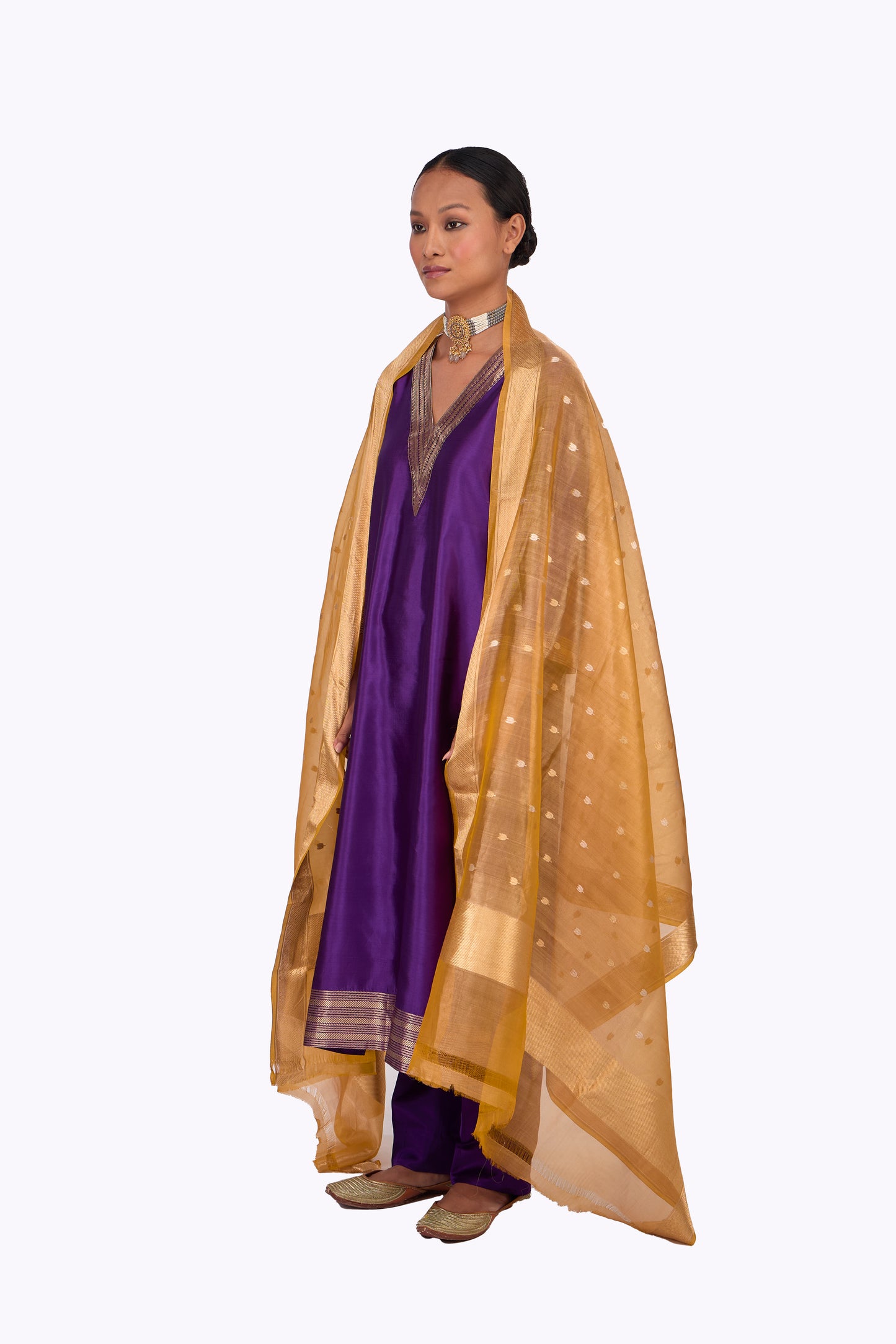 Mustard Organza Dupatta