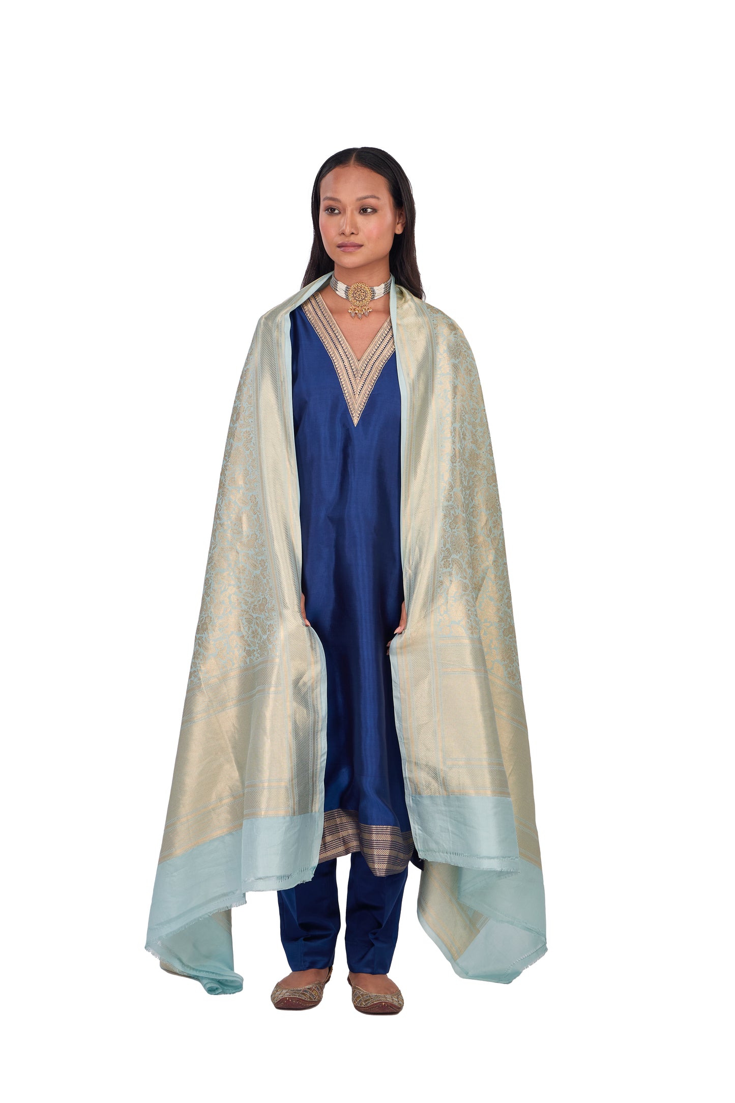 Sky Blue Katan silk Dupatta