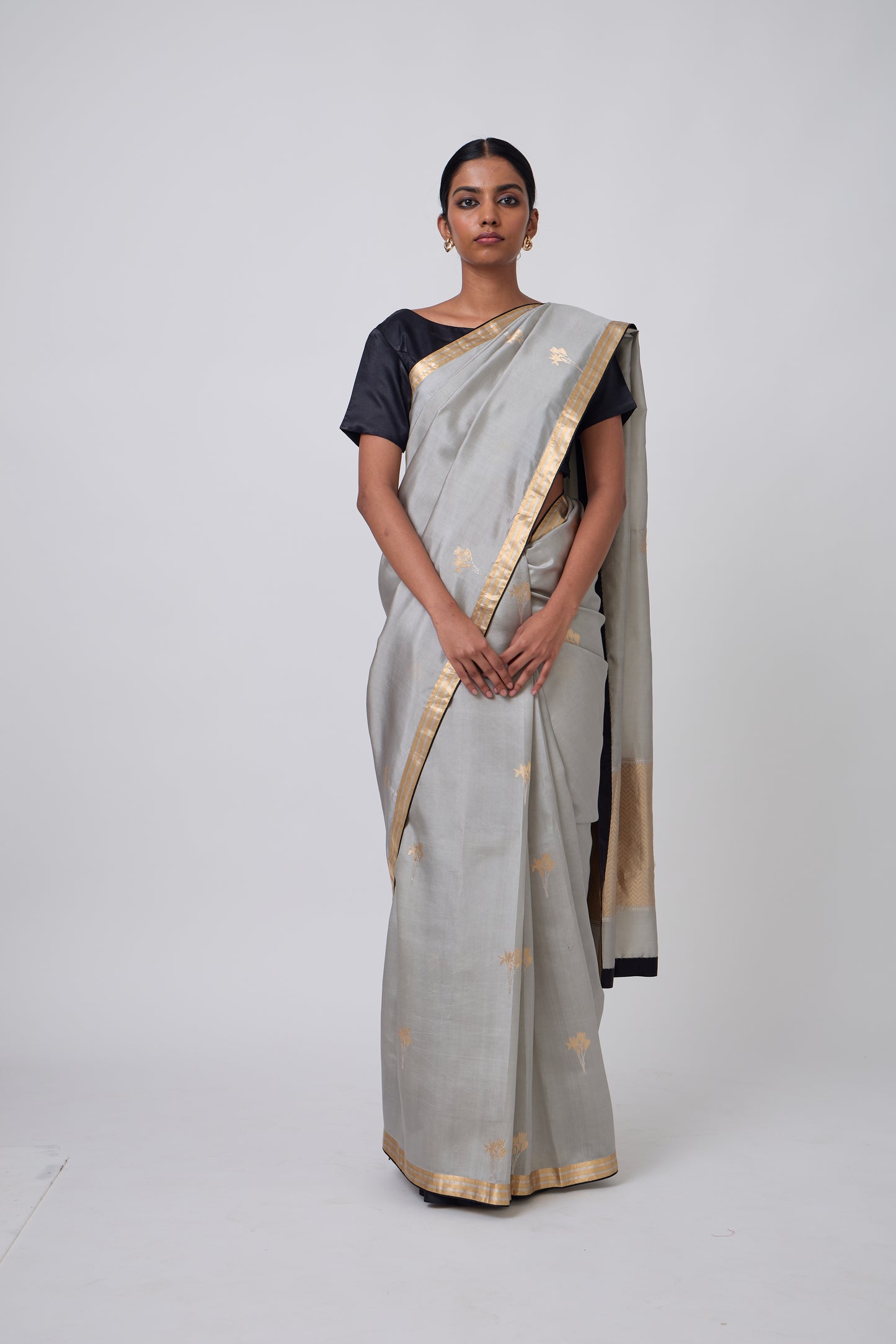 Booti - Grey Silk Saree