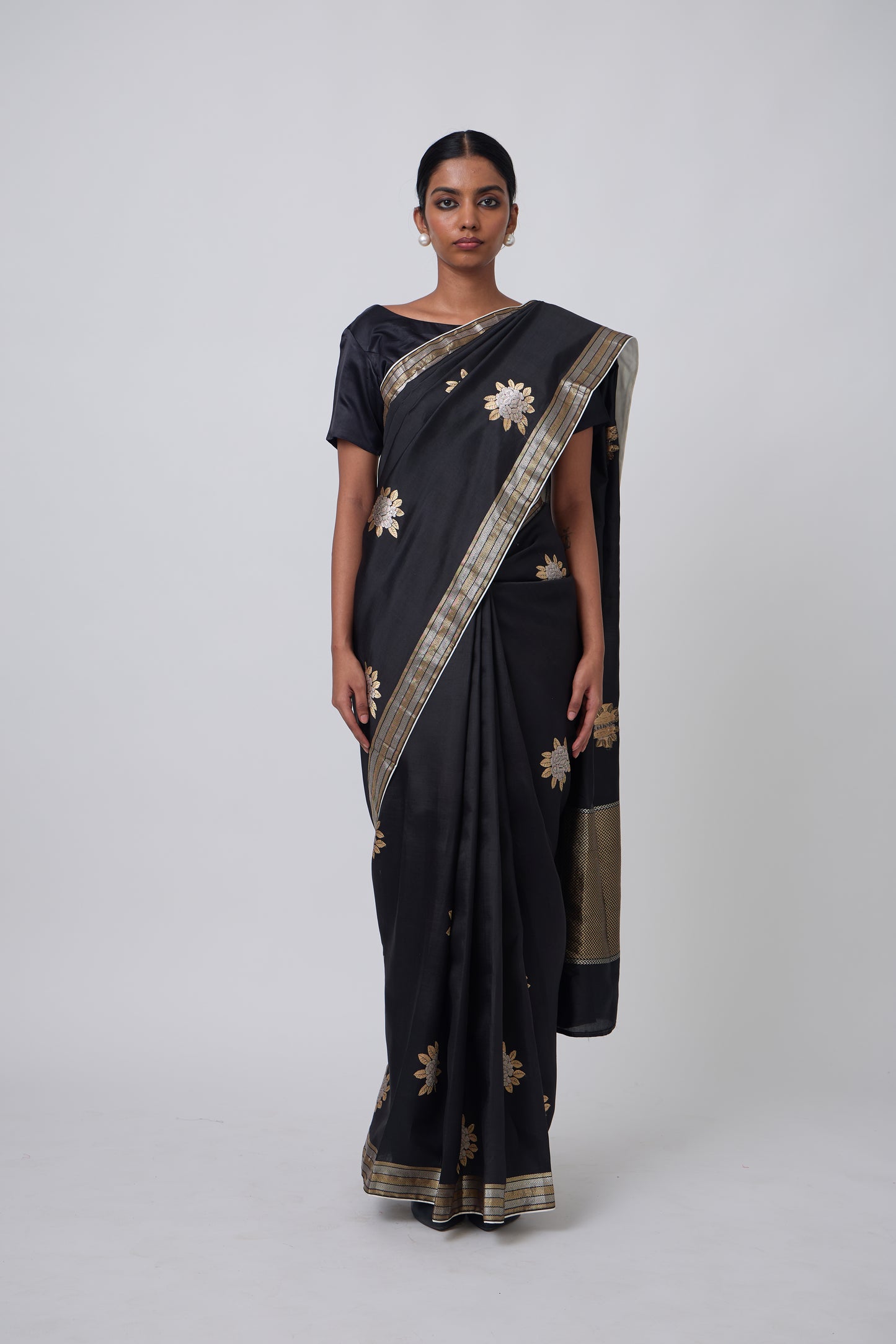 Booti - Black Silk Saree