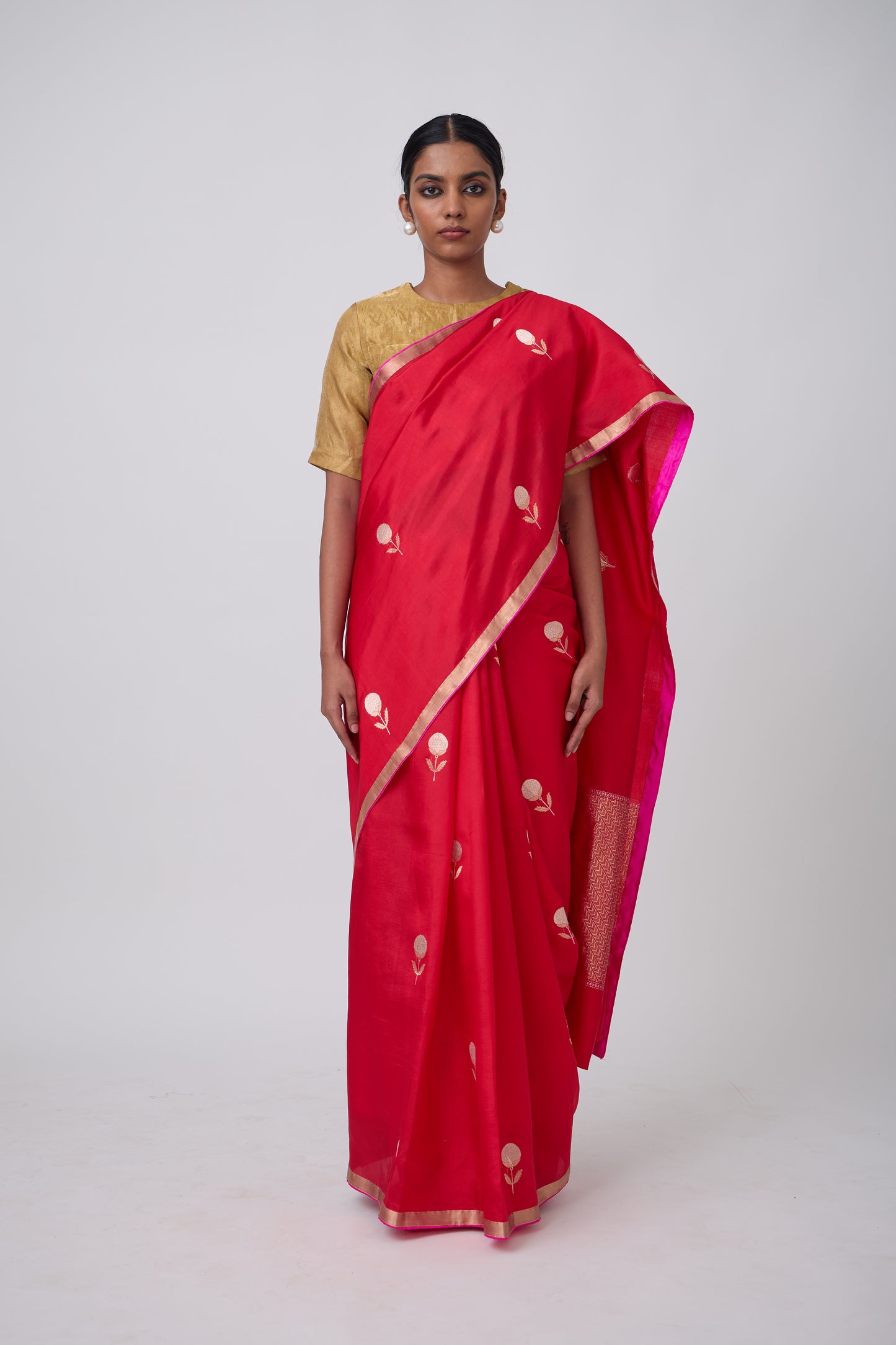 Booti - Red Silk Saree