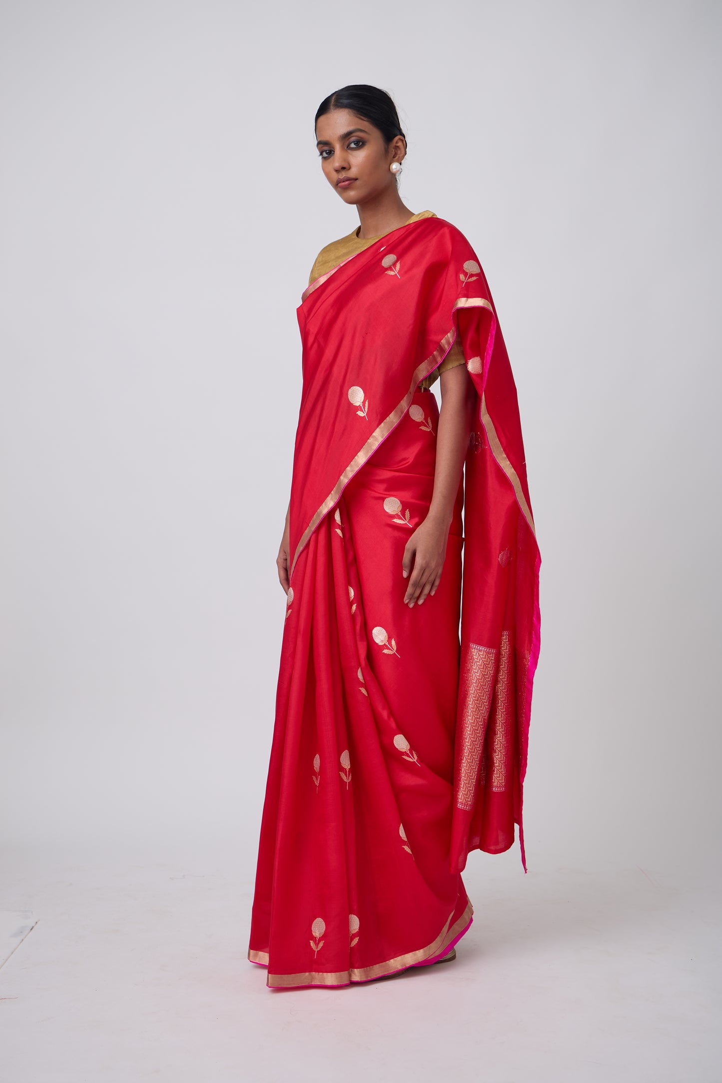 Booti - Red Silk Saree