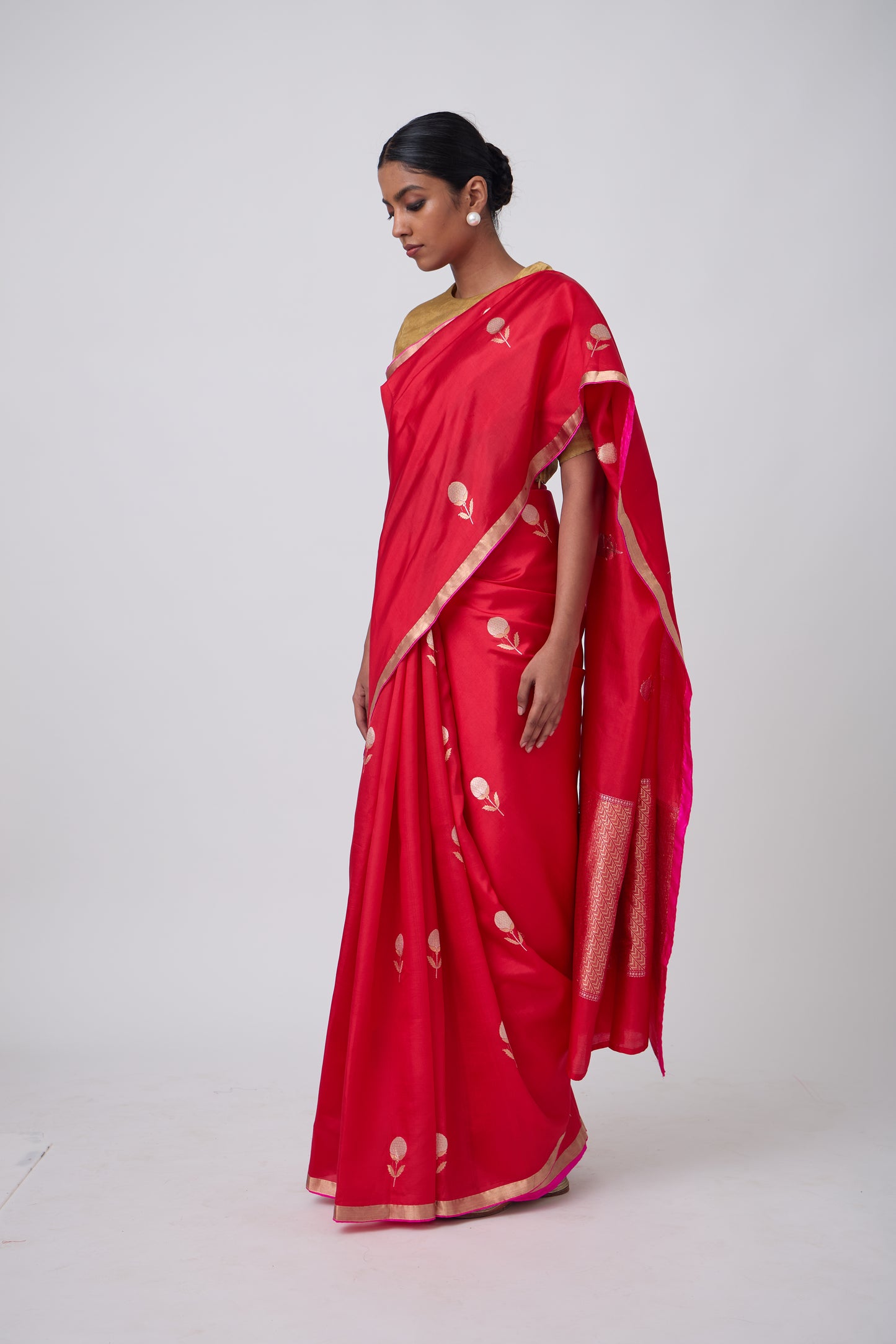 Booti - Red Silk Saree