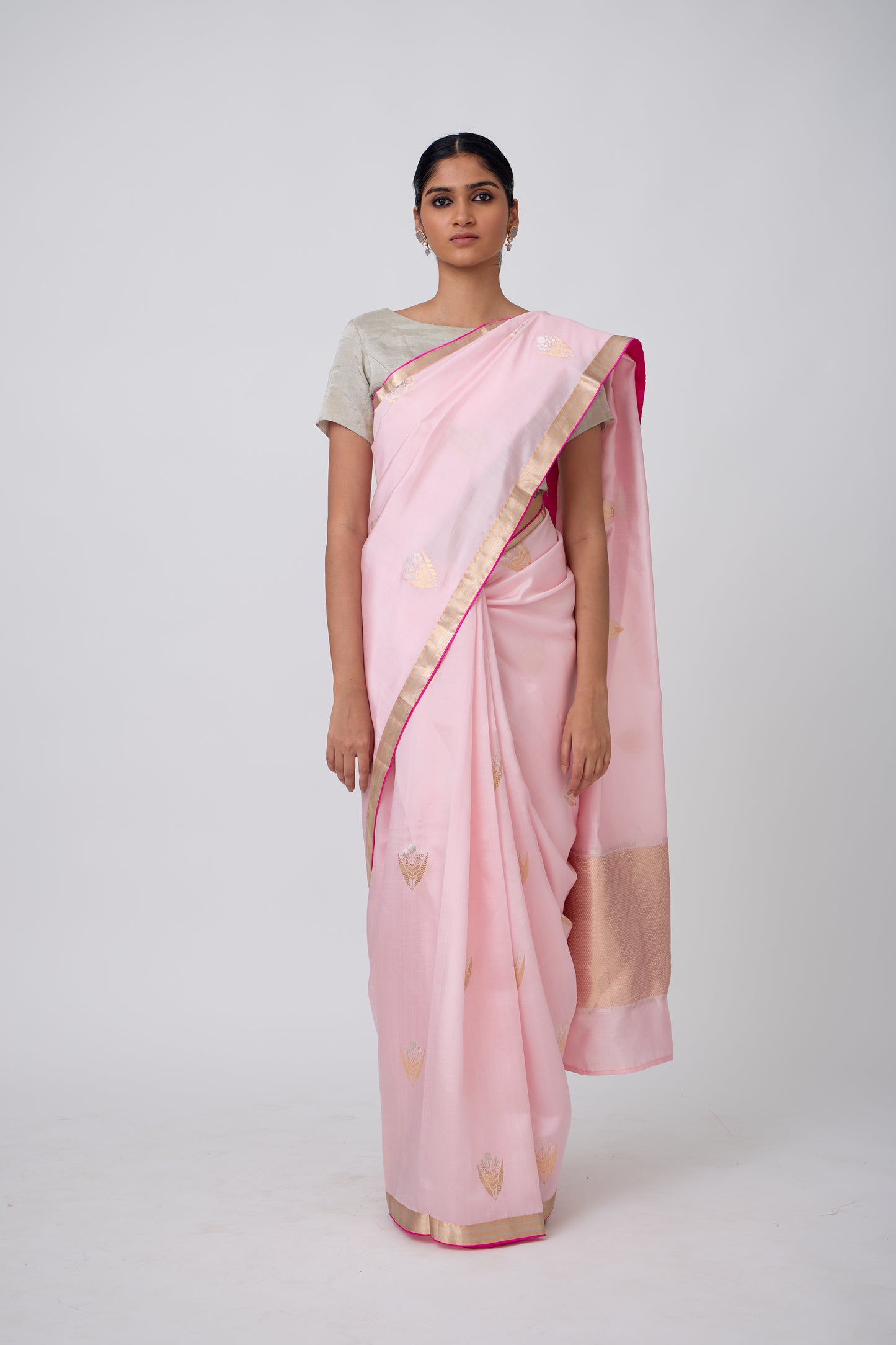 Booti - Pink Silk Saree