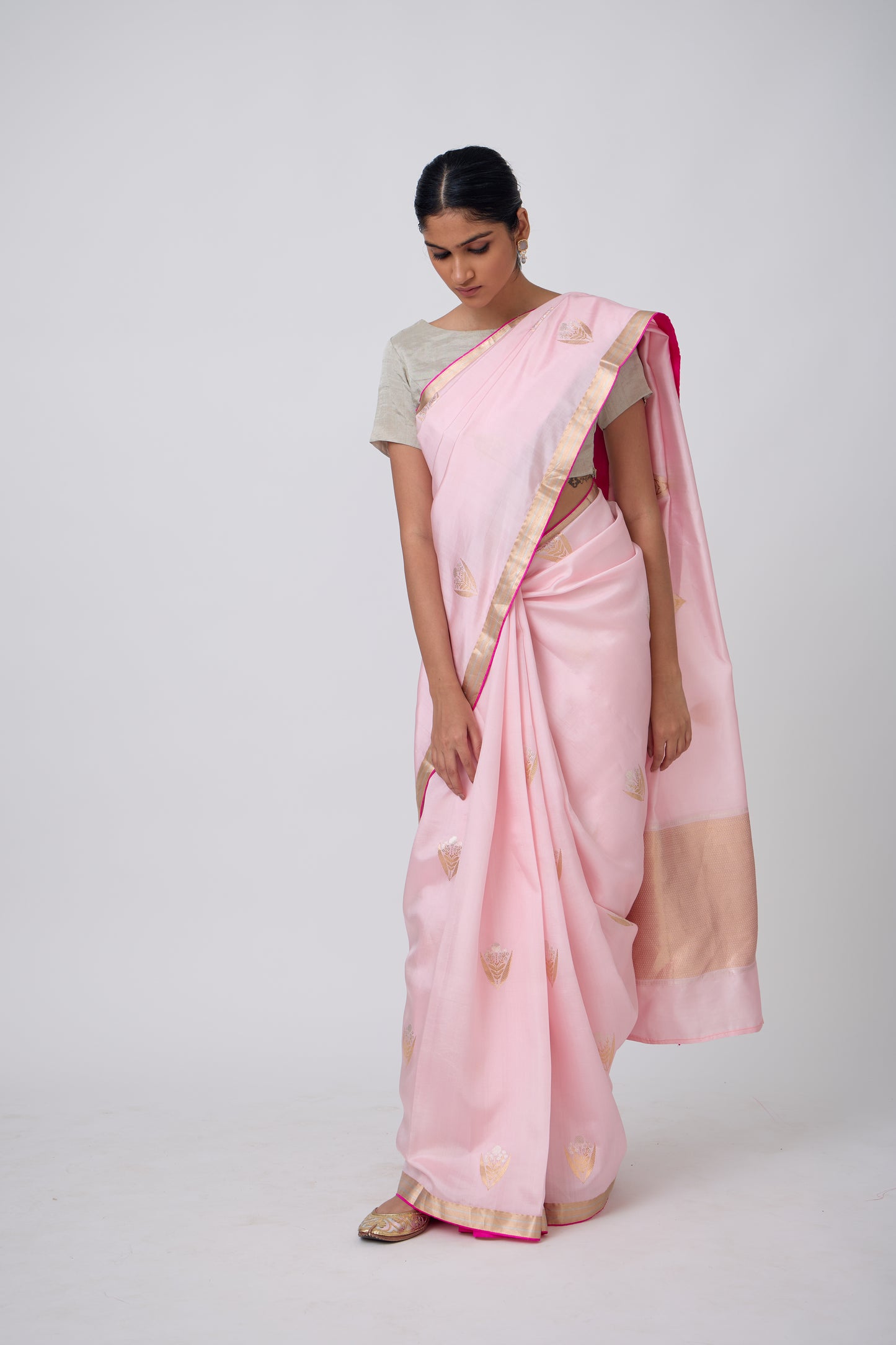 Booti - Pink Silk Saree