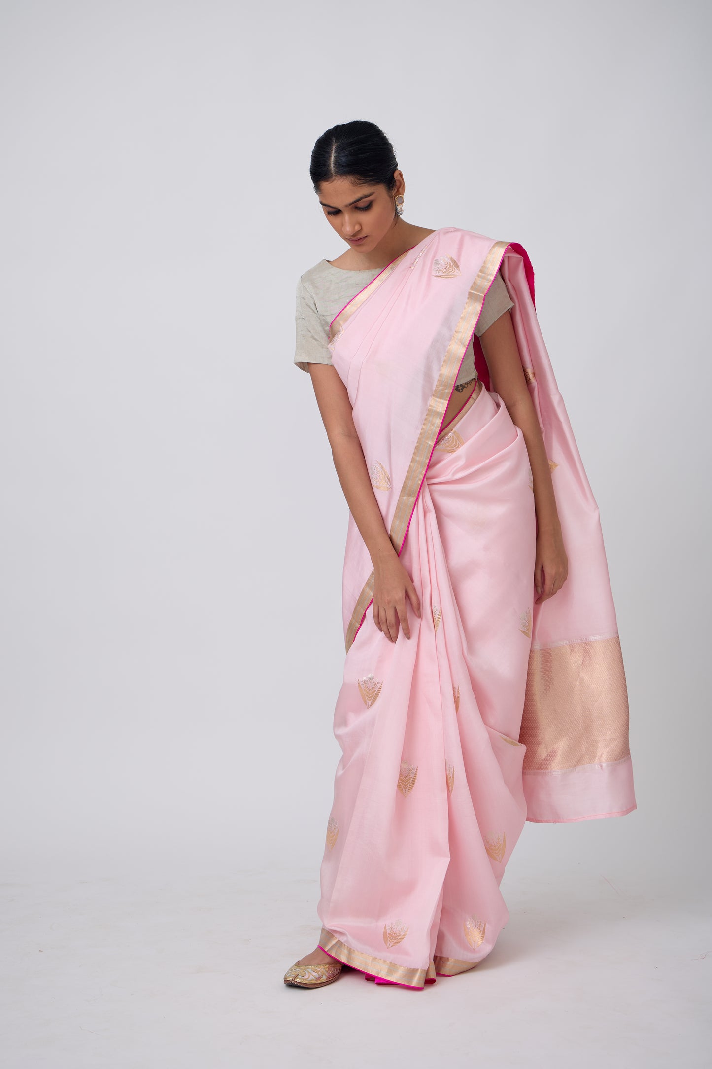 Booti - Pink Silk Saree