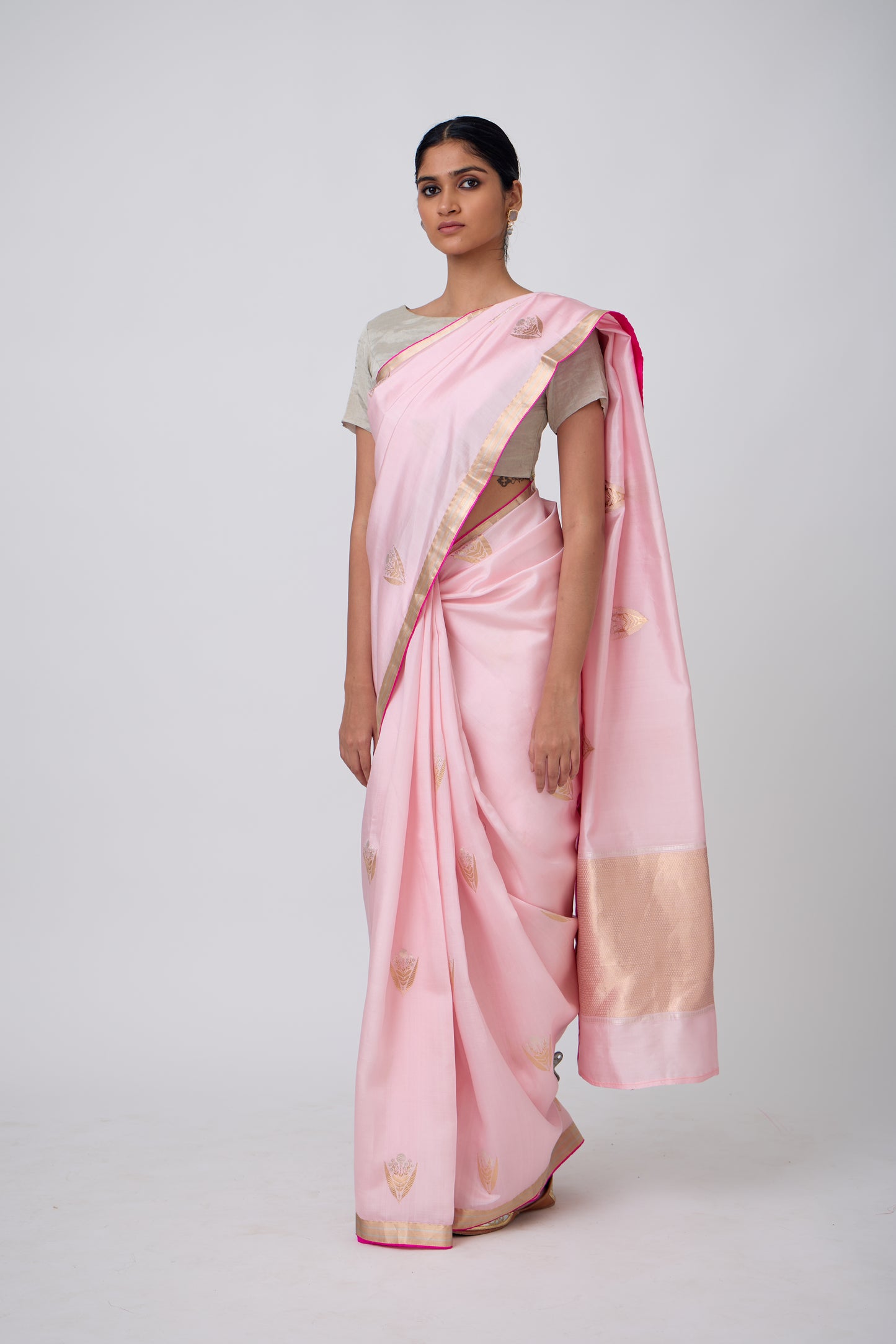 Booti - Pink Silk Saree