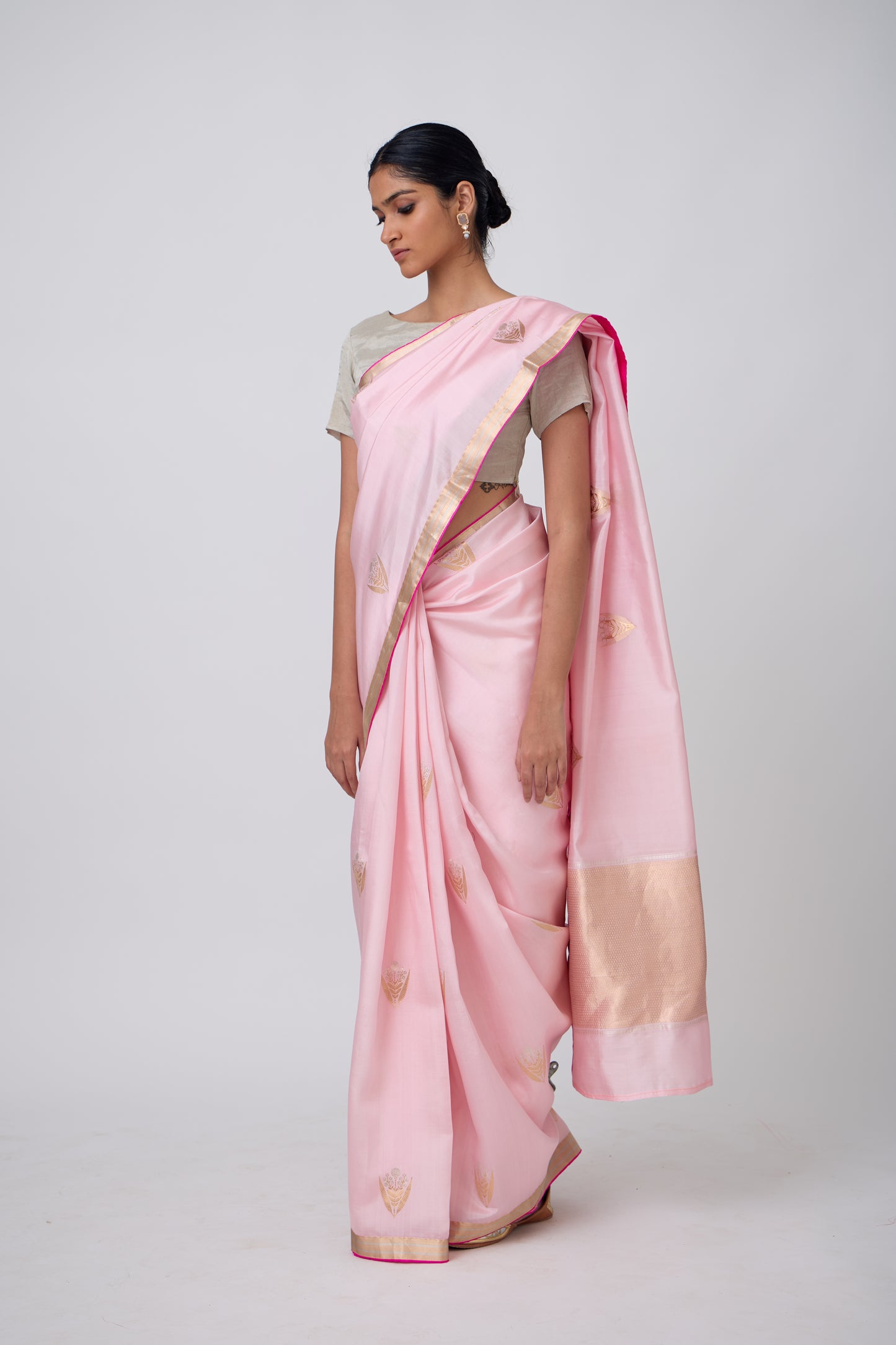 Booti - Pink Silk Saree