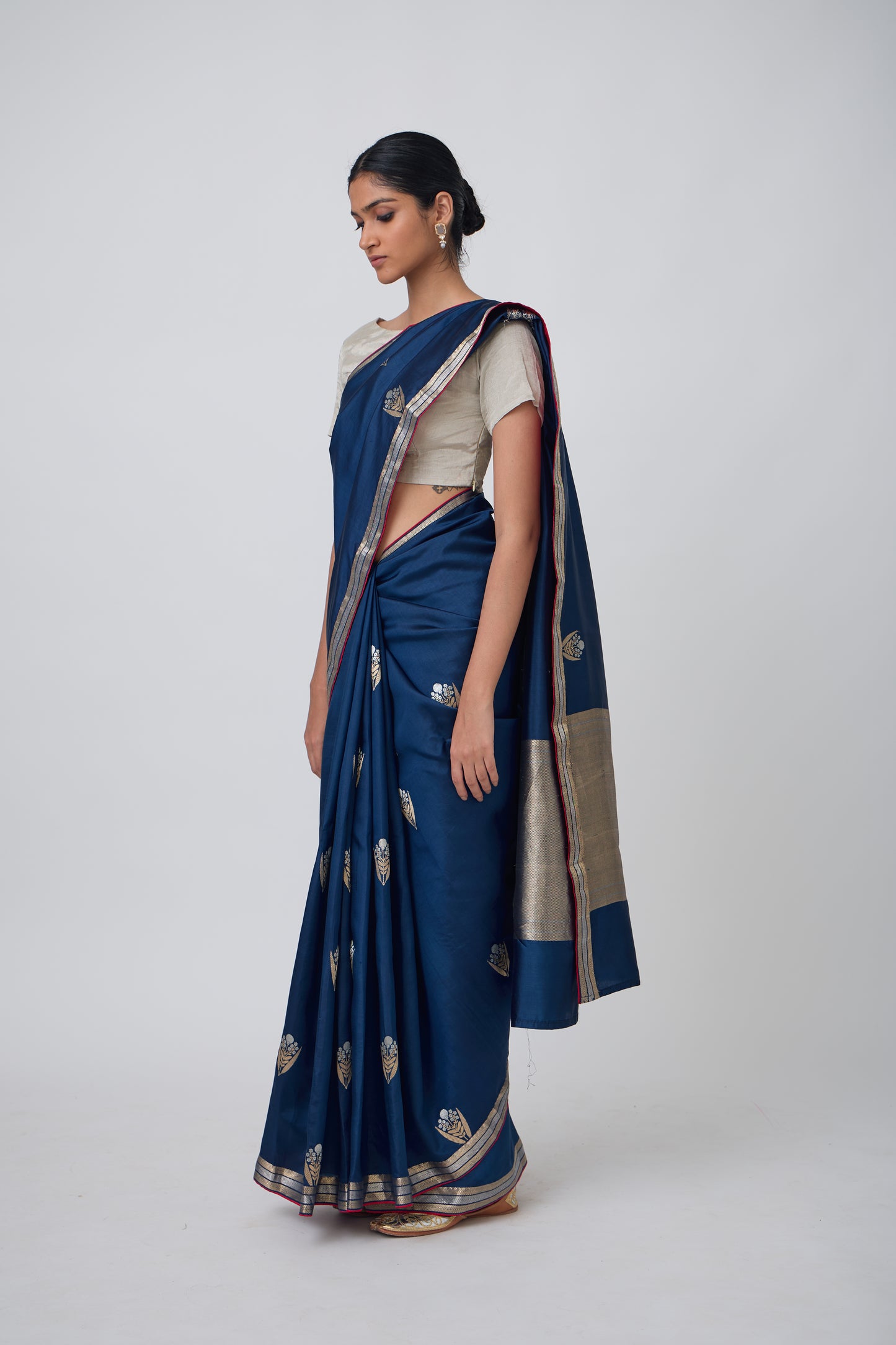 Booti - German Blue Silk Saree