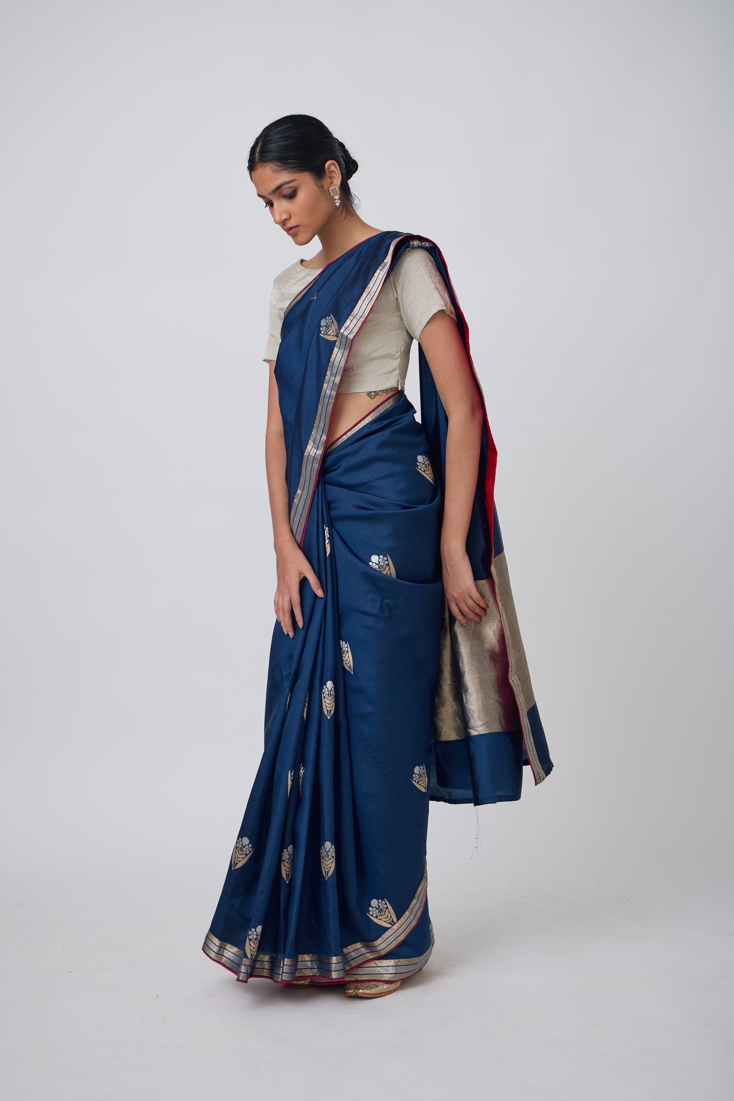 Booti - German Blue Silk Saree