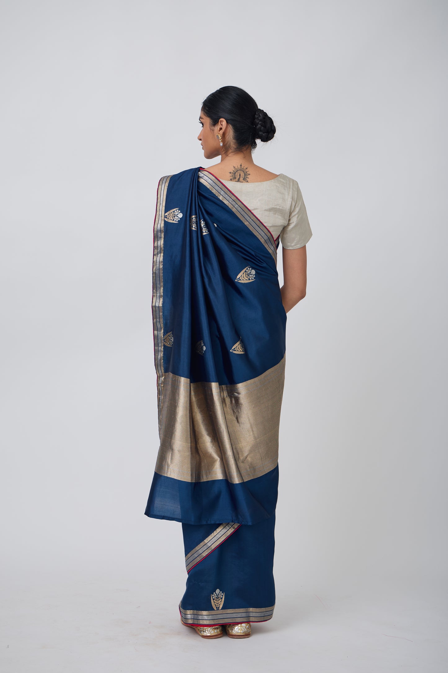 Booti - German Blue Silk Saree
