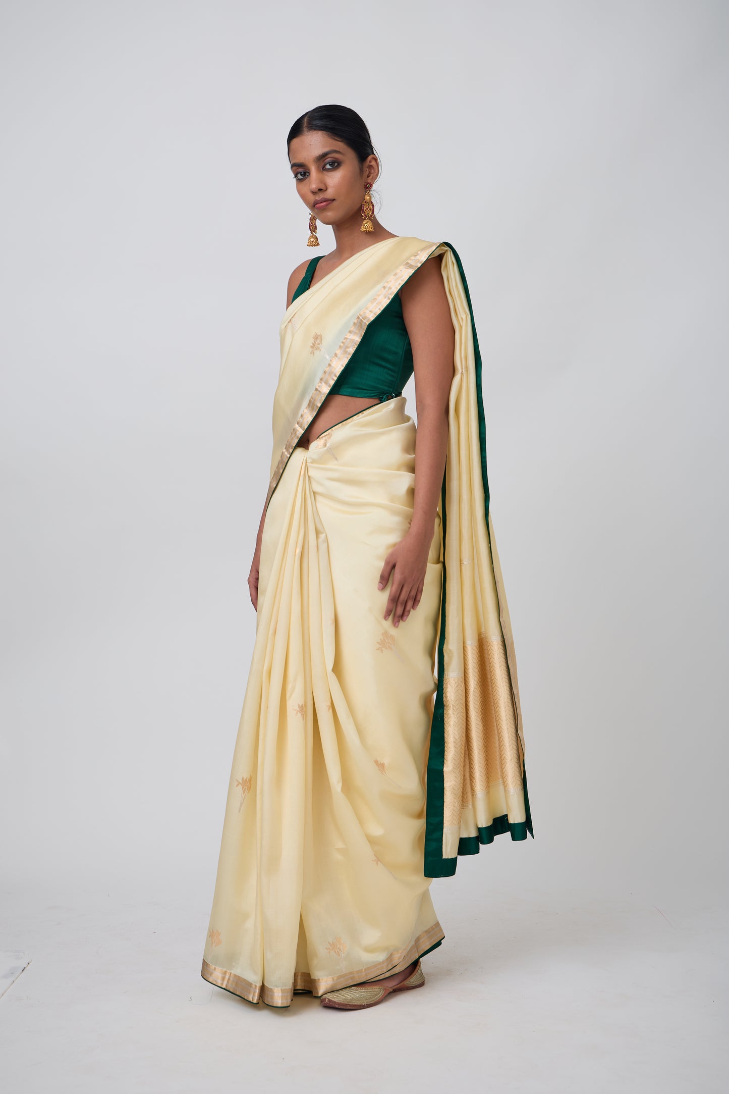 Booti - Light Lemon Silk Saree