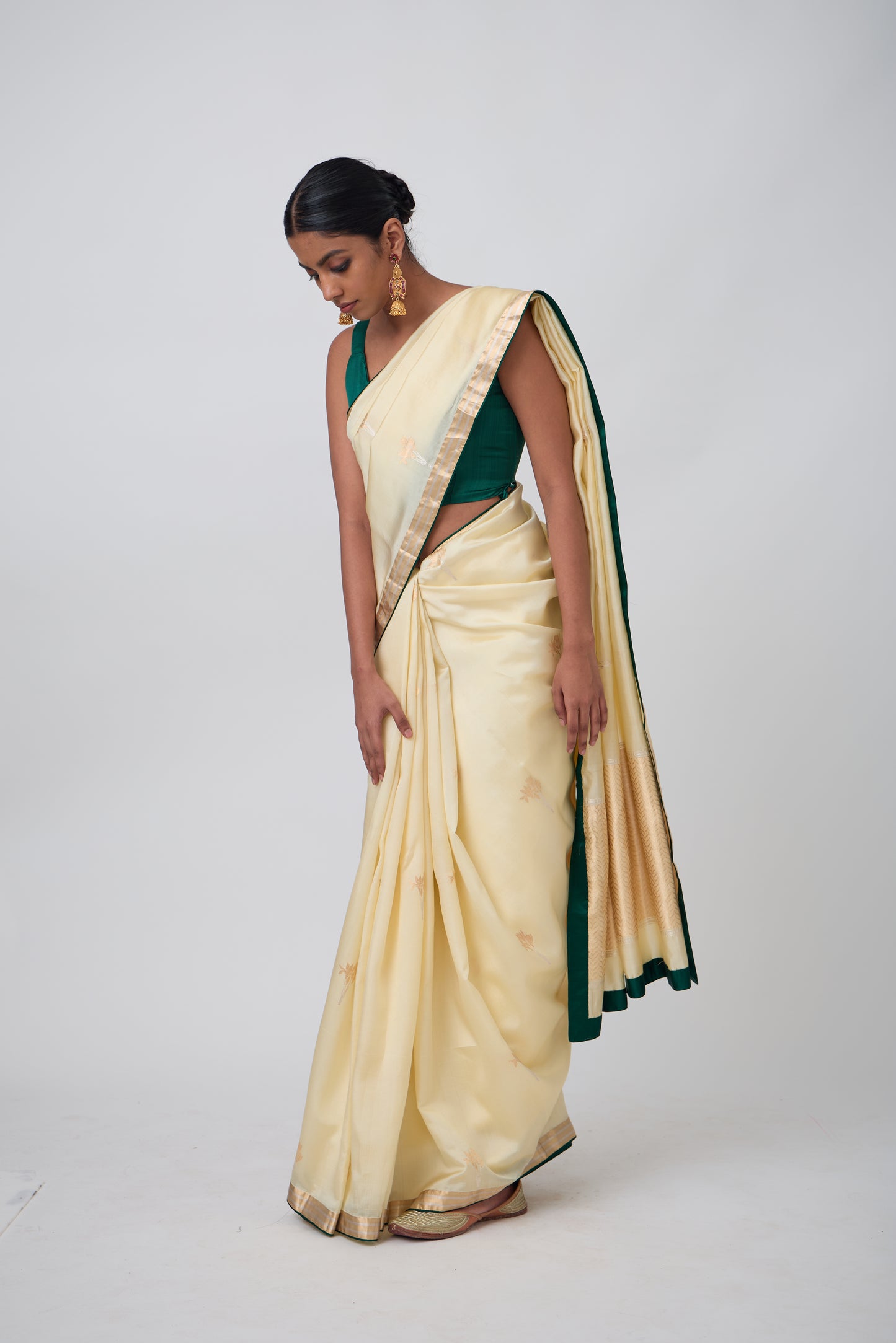 Booti - Light Lemon Silk Saree