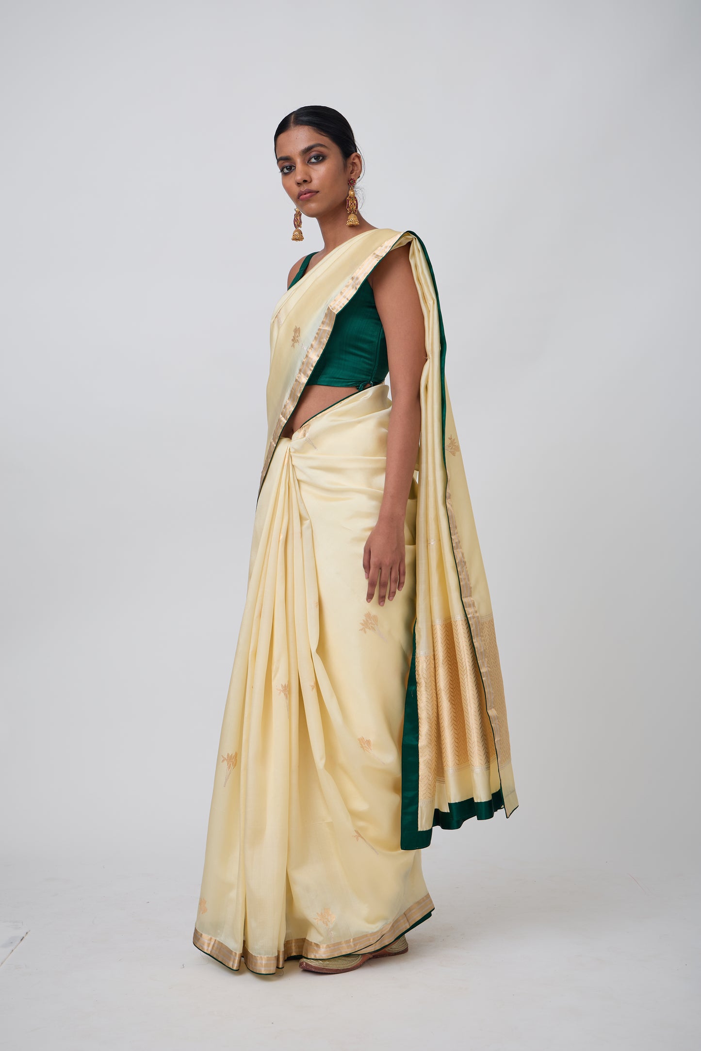Booti - Light Lemon Silk Saree