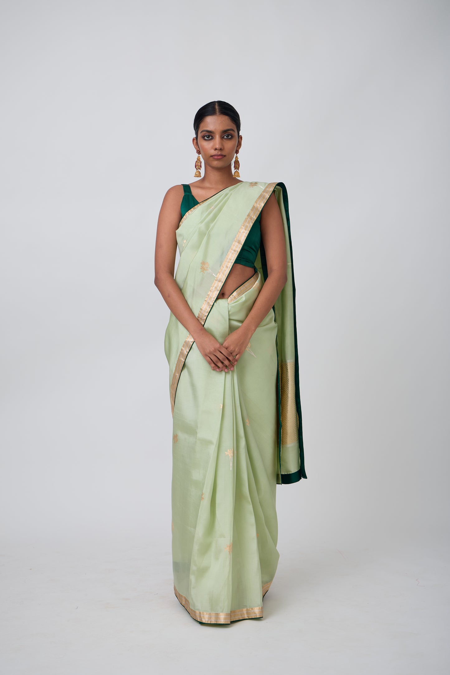 Booti - Sea Green Silk Saree