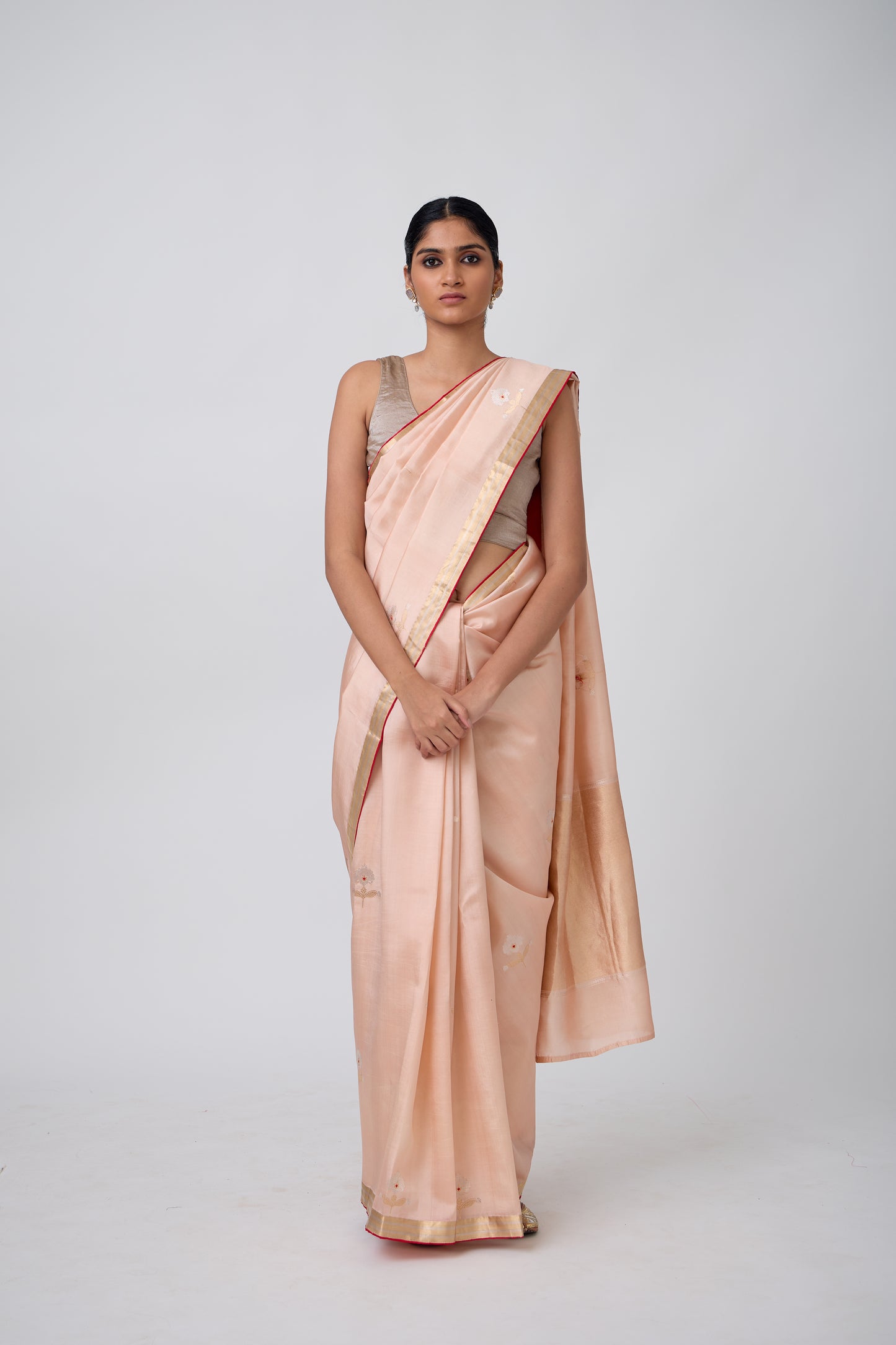 Booti - Peach Silk Saree,
