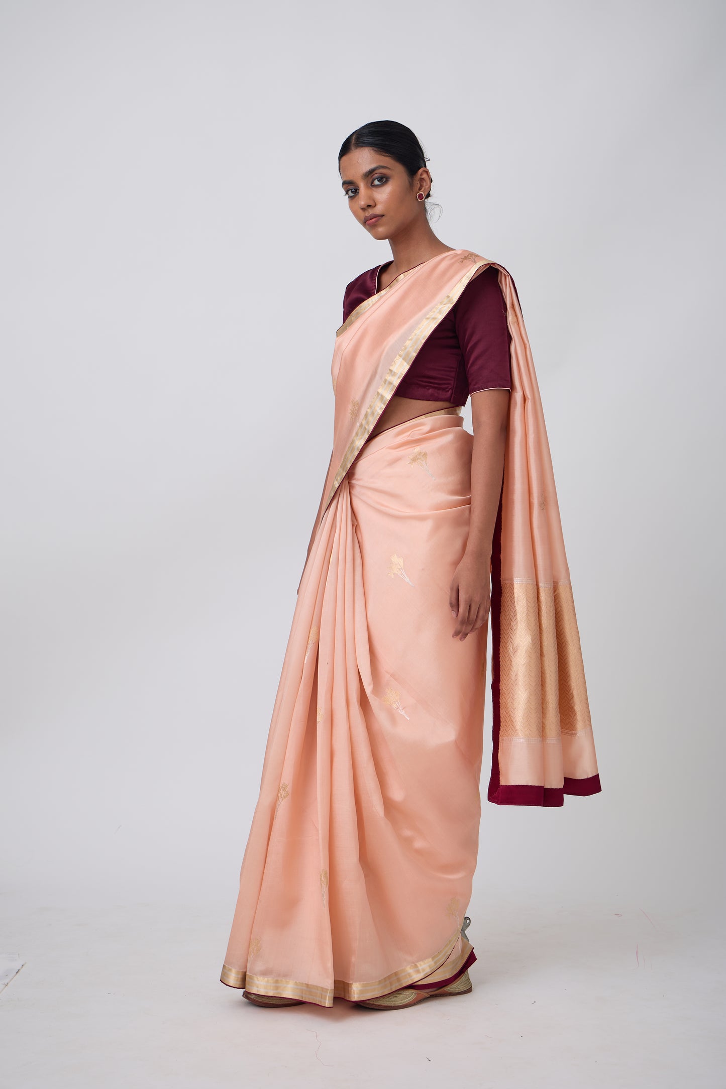 Booti - Peach Silk Saree