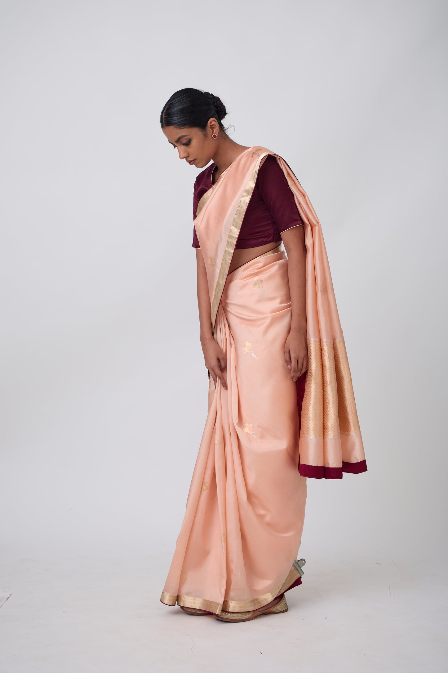 Booti - Peach Silk Saree