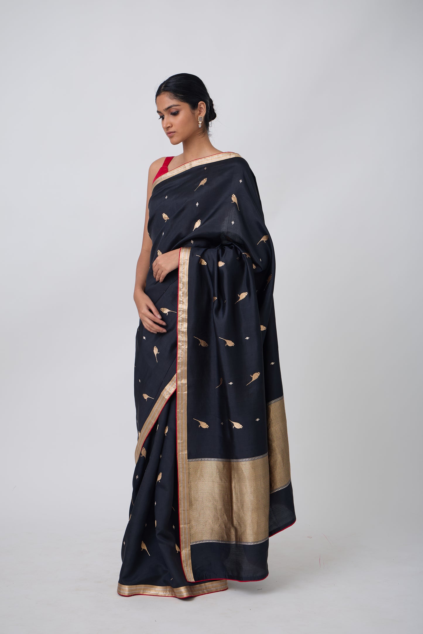 Booti - Black Silk Saree
