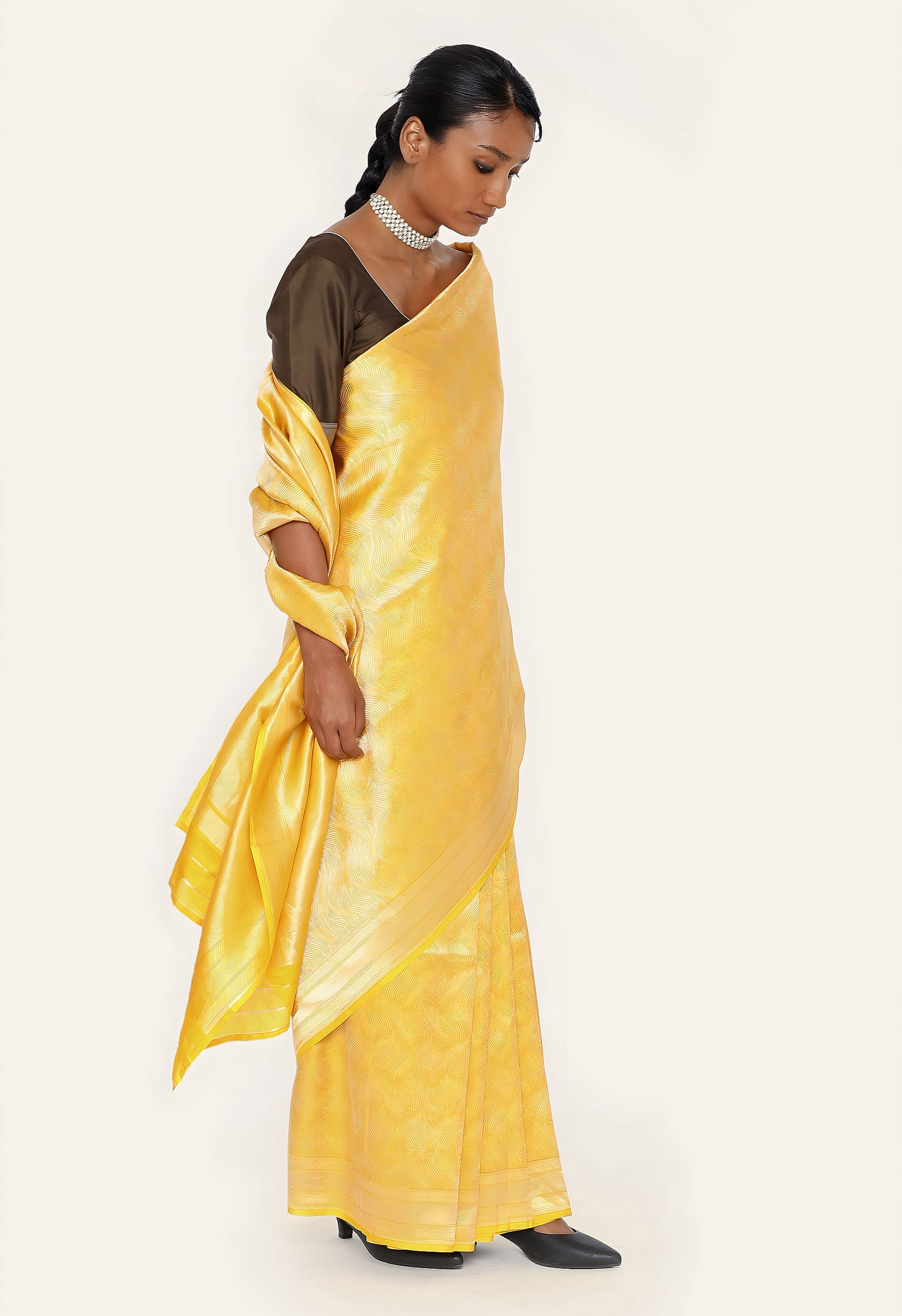 Dhari - MUSTARD GOLD SILVER JARI METALIC