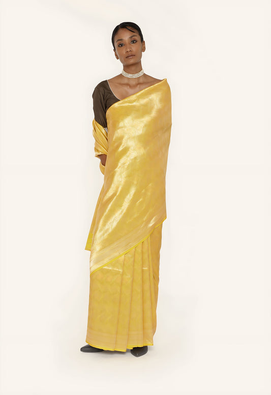 Dhari - MUSTARD GOLD SILVER JARI METALIC