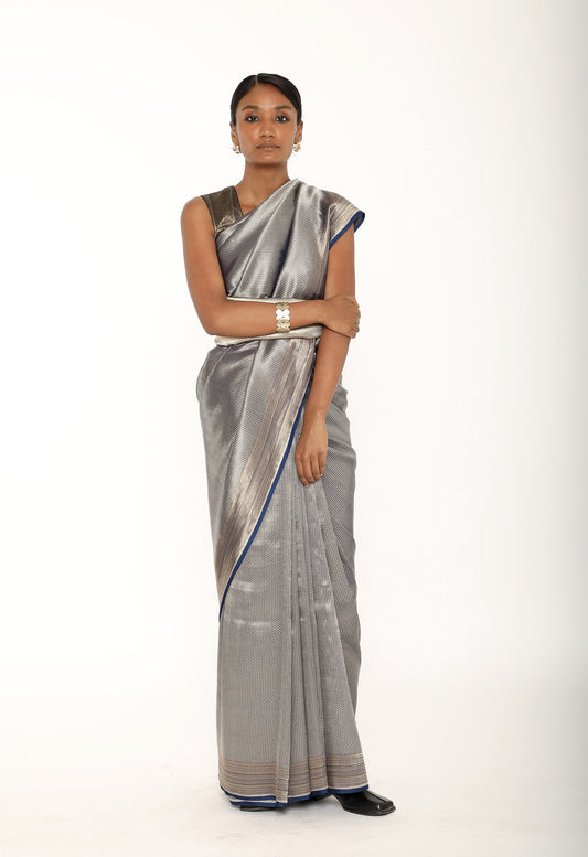 Dhari - BLUE GOLD SILVER JARI