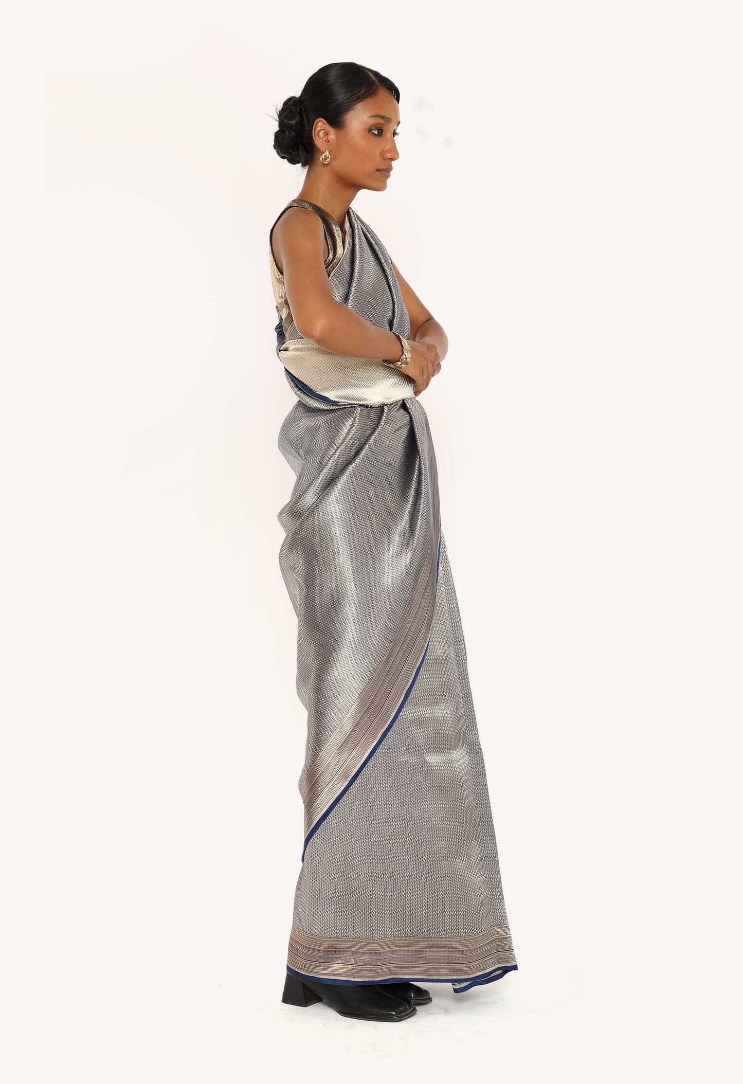 Dhari - BLUE GOLD SILVER JARI