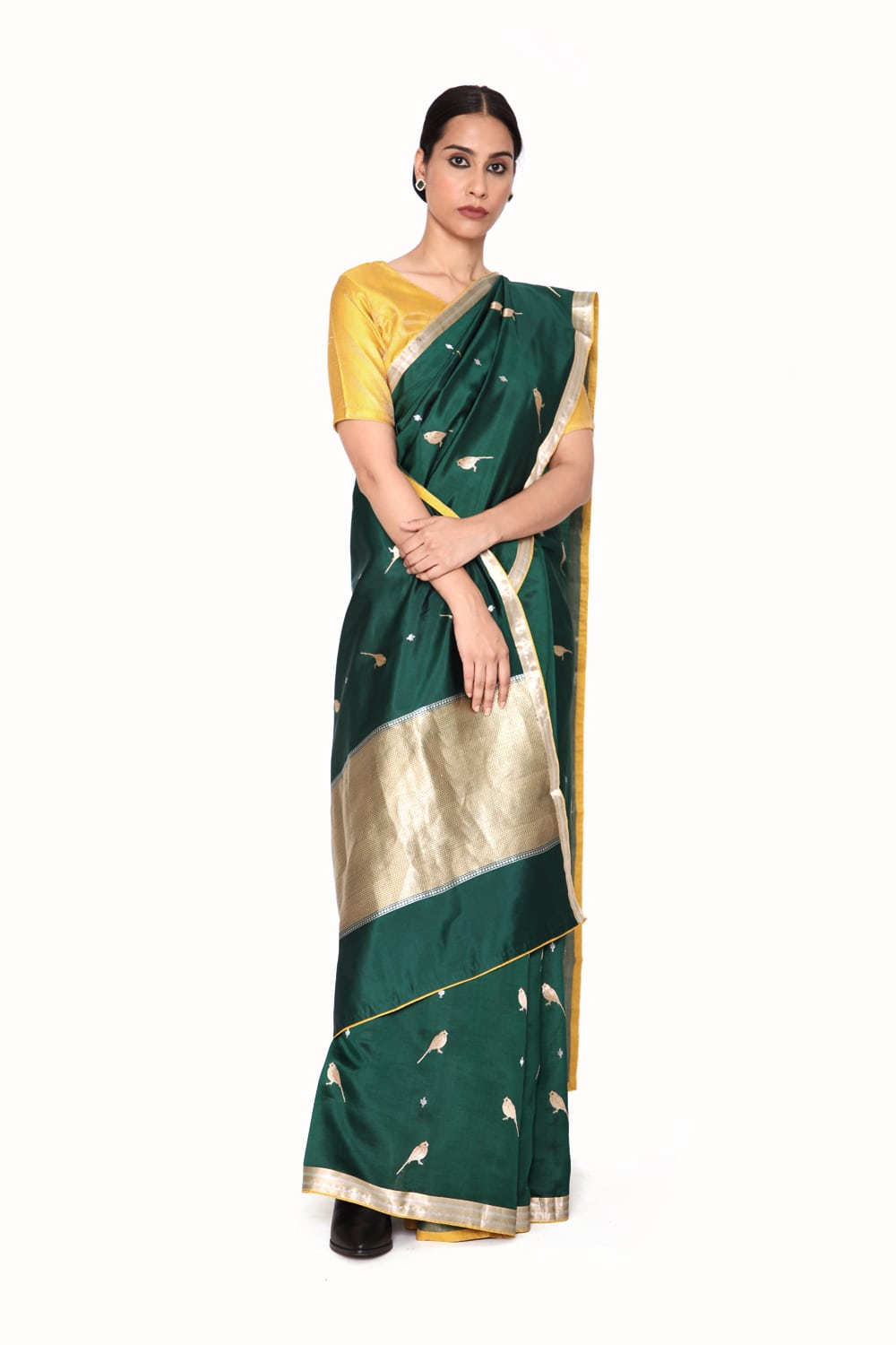 GAURAIYA - emerald green silk saree