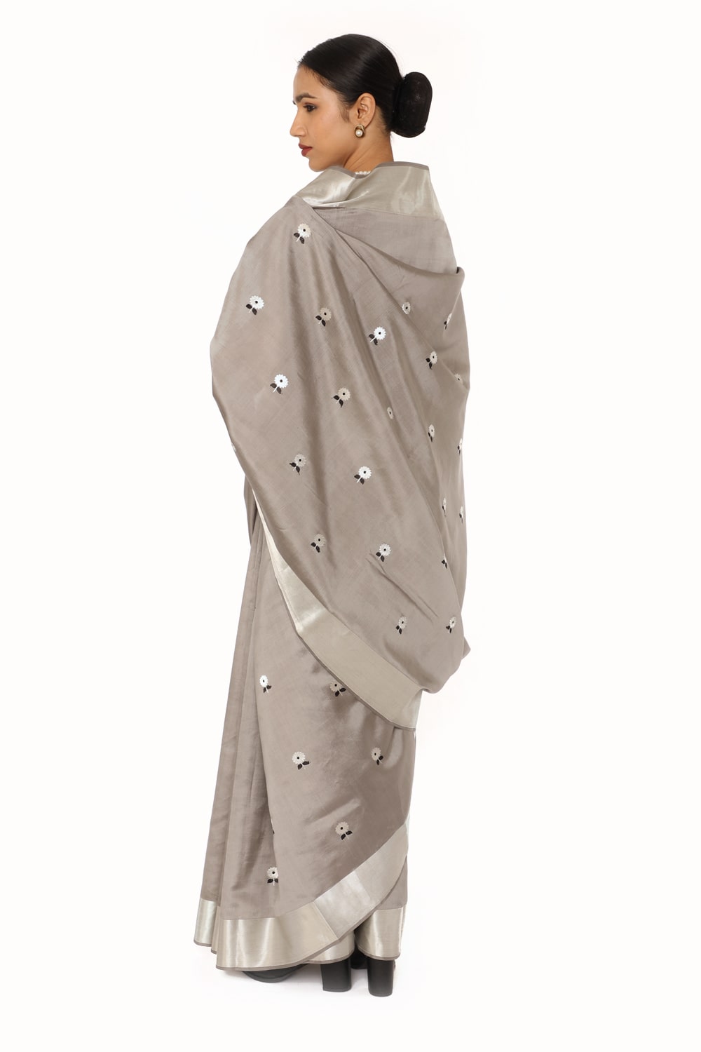 BOA - Grey Cotton Tissue Saree