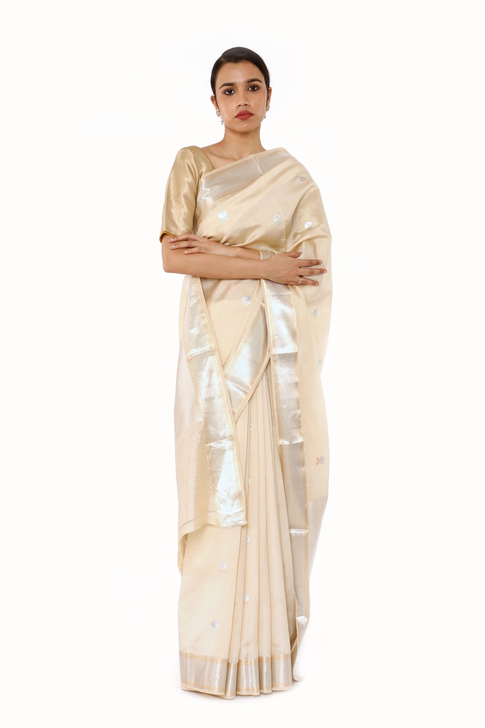 BOA - Beige Chanderi Silk Saree